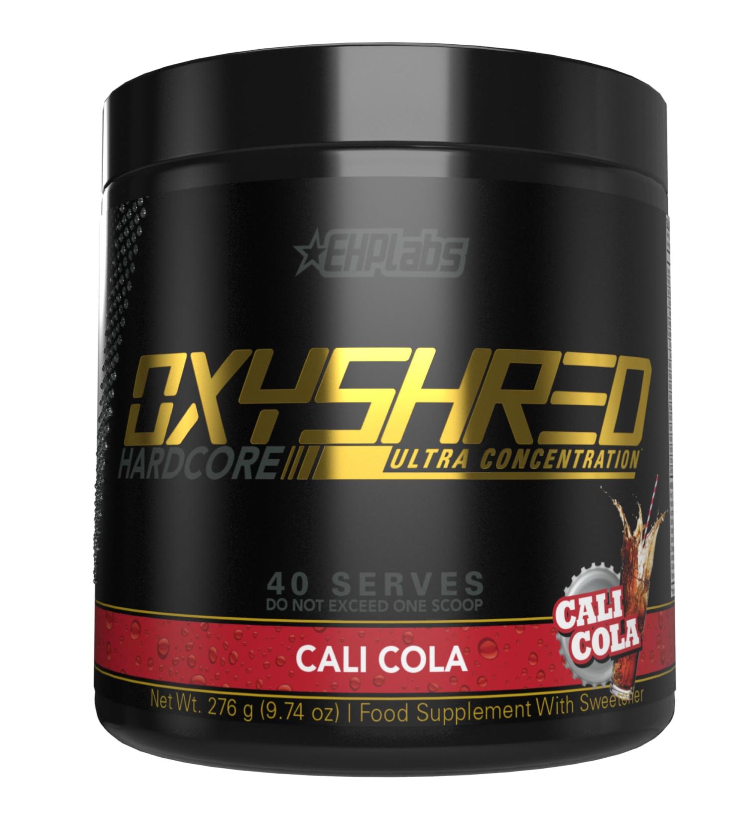 EHPlabs OxyShred Hardcore Thermogenic Pre Workout Powder for Shredding - Pre Workout Powder with L Glutamine & Acetyl L Carnitine Energy Boost Drink Mood Booster - Cali Cola 60 Servings