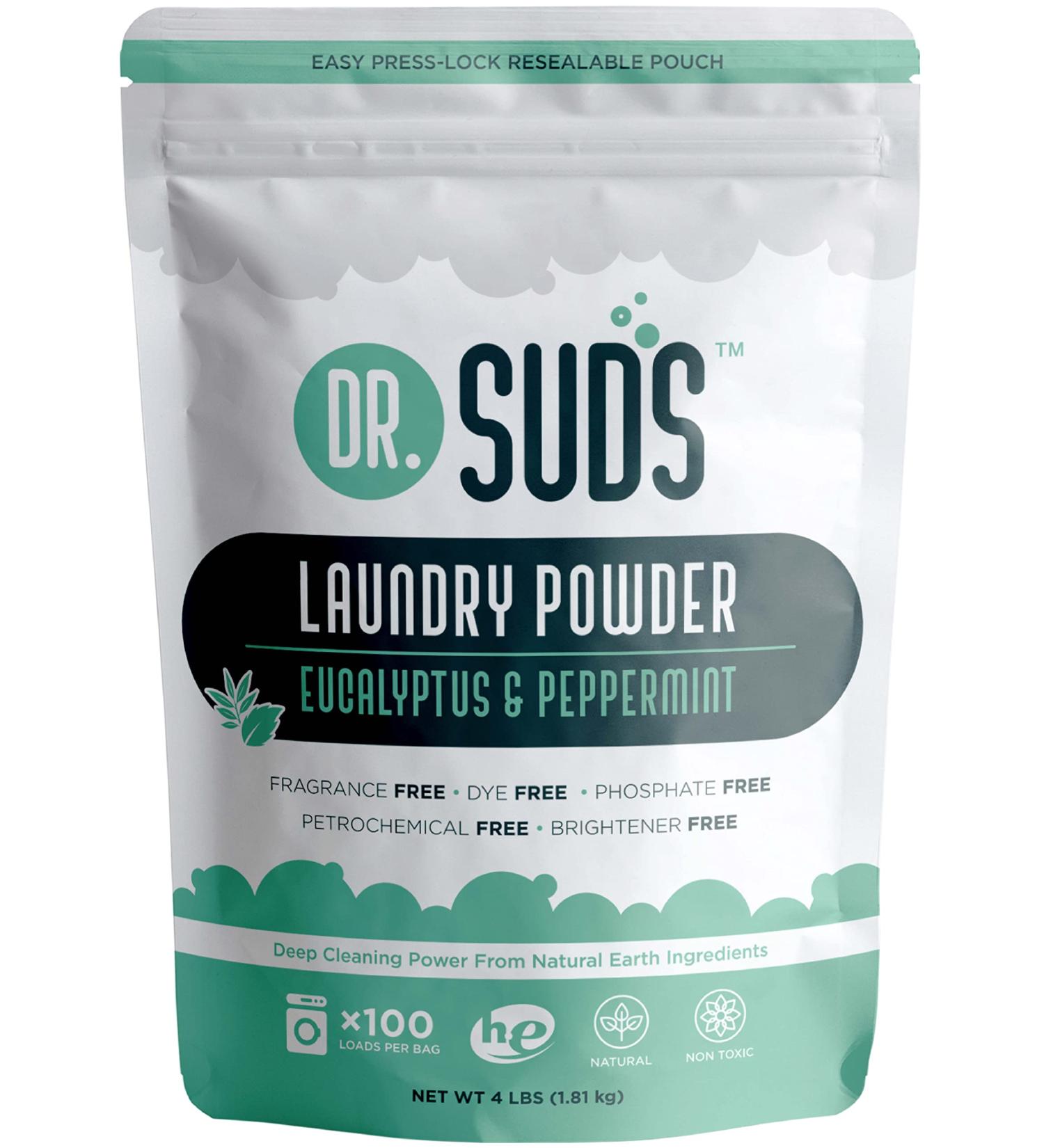 Dr Suds Natural Laundry Detergent Powder - Eucalyptus & Peppermint - 64oz - 100+ Loads - Buy Online on GoSupps.com