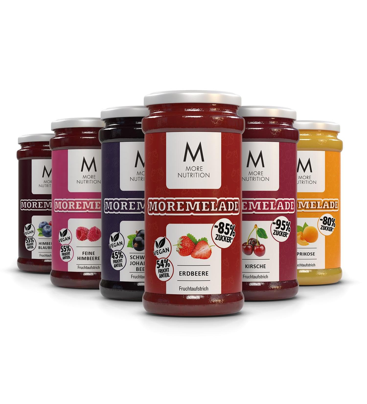 Buy MORE NUTRITION Moremelade - Mixed Bundle of 6 (6x240g) Light Fruit Spread | International Shipping Available - Buy Online on GoSupps.com