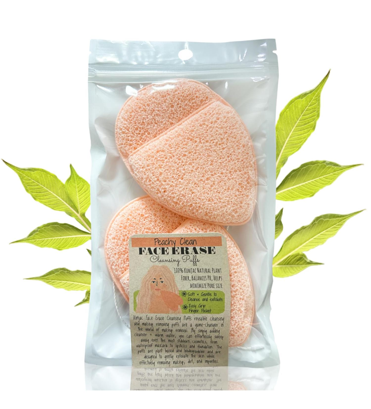 Hippie Girl Konjac Face Erase Puff - Gentle Exfoliating Facial Sponge for Sensitive Skin | 2 Pack Peachy Clean - Buy Online on GoSupps.com