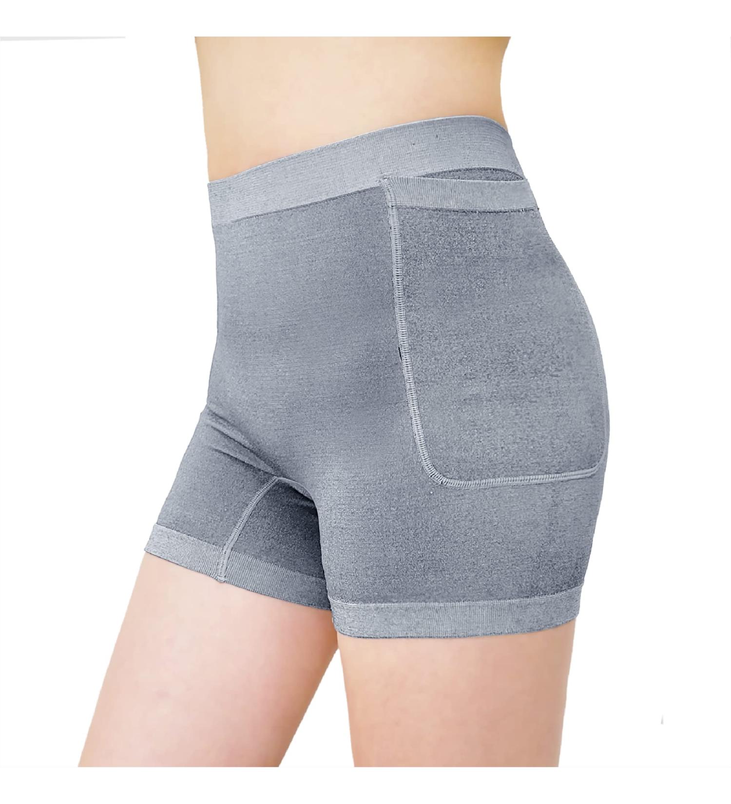 High Waist Spandex Shorts for Elderly | Deep Pockets & Hip Protection | Fall Injury Prevention Undergarment - Grey Medium - Buy Online on GoSupps.com
