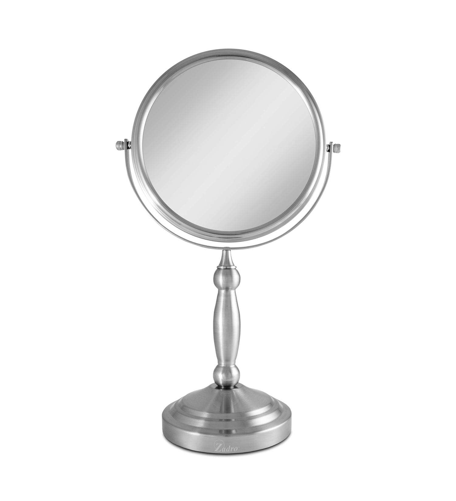 Zadro 9x16 Round Non-Lighted Makeup Mirror 10X 1X Magnifying Rotating Head - Satin Nickel - Buy Online on GoSupps.com