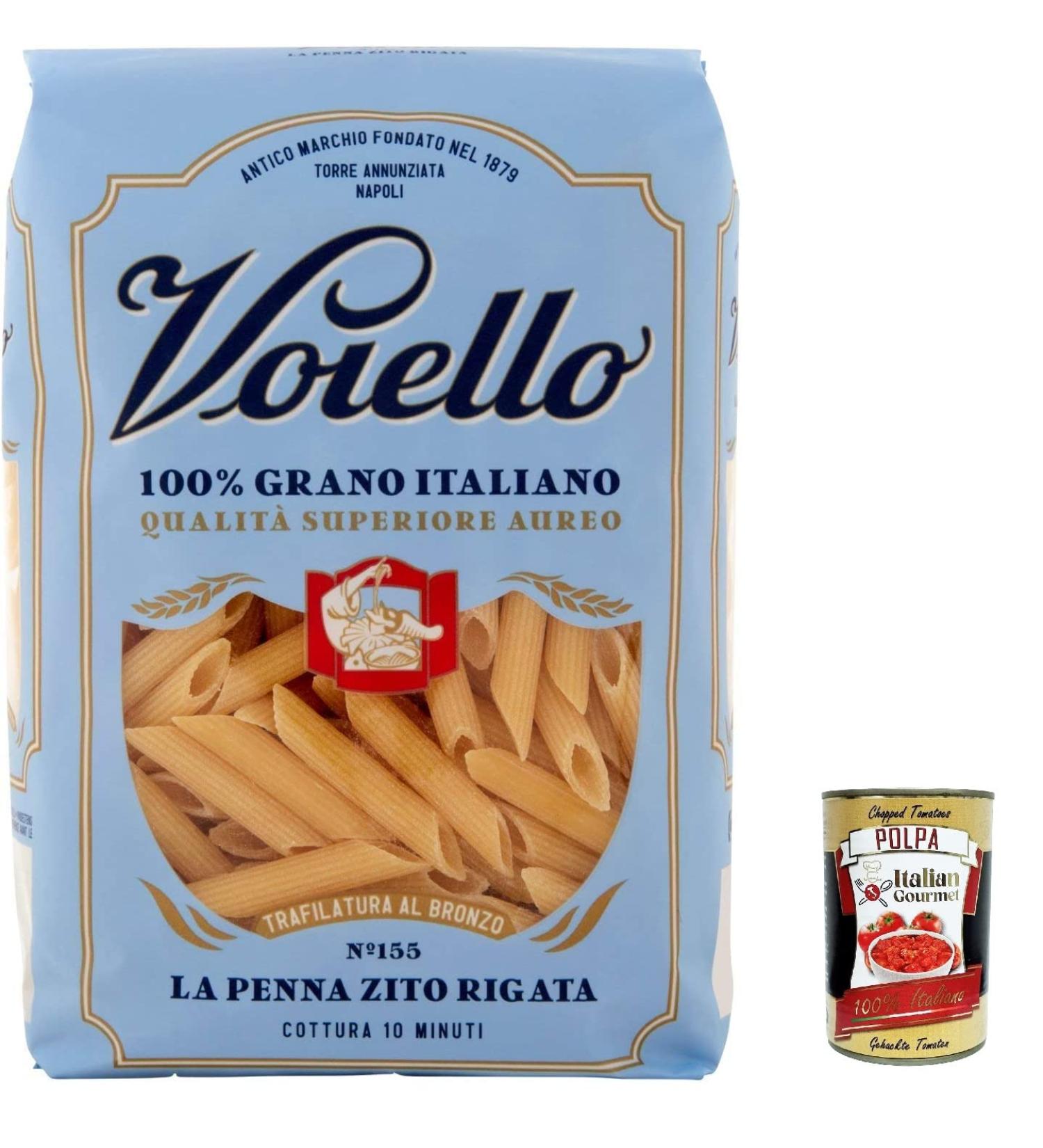  Italian Gourmet E.R. Voiello Pasta Penne Ziti Rigate Pack of 5 100% Italian Pasta N 155 500 g + Polpa Italian Gourmet 400 g - Buy Online on GoSupps.com