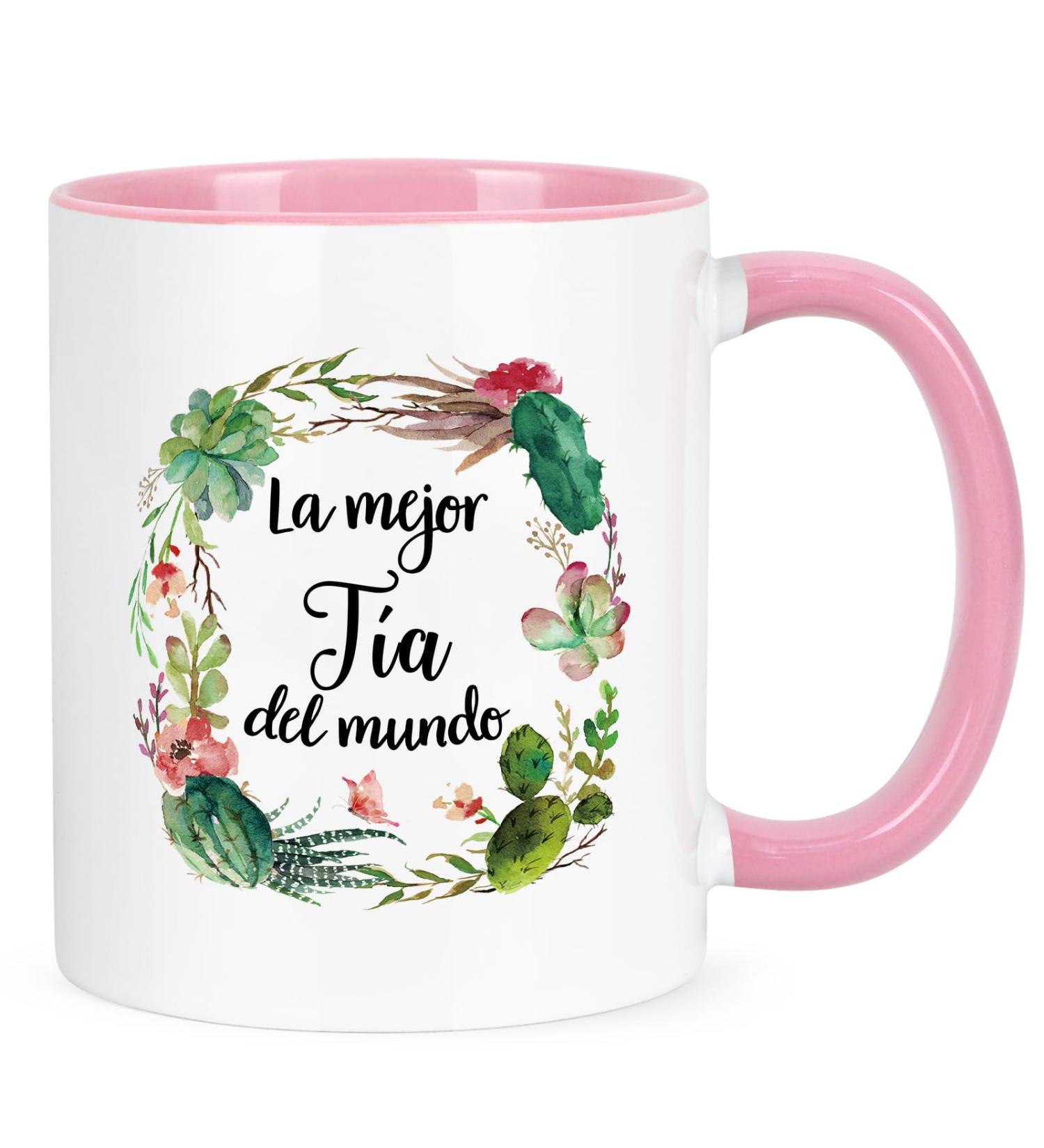 YHRJWN Best Aunt Ever Gifts La Mejor Tia Del Mundo Gifts in Spanish Aunt Gifts from Niece Nephew Christmas Mothers Day Birthday Gifts for Aunt Tia Best Tia Ever Gifts Aunt Coffee Mug 11 Oz White-pink Handle - Buy Online on GoSupps.com