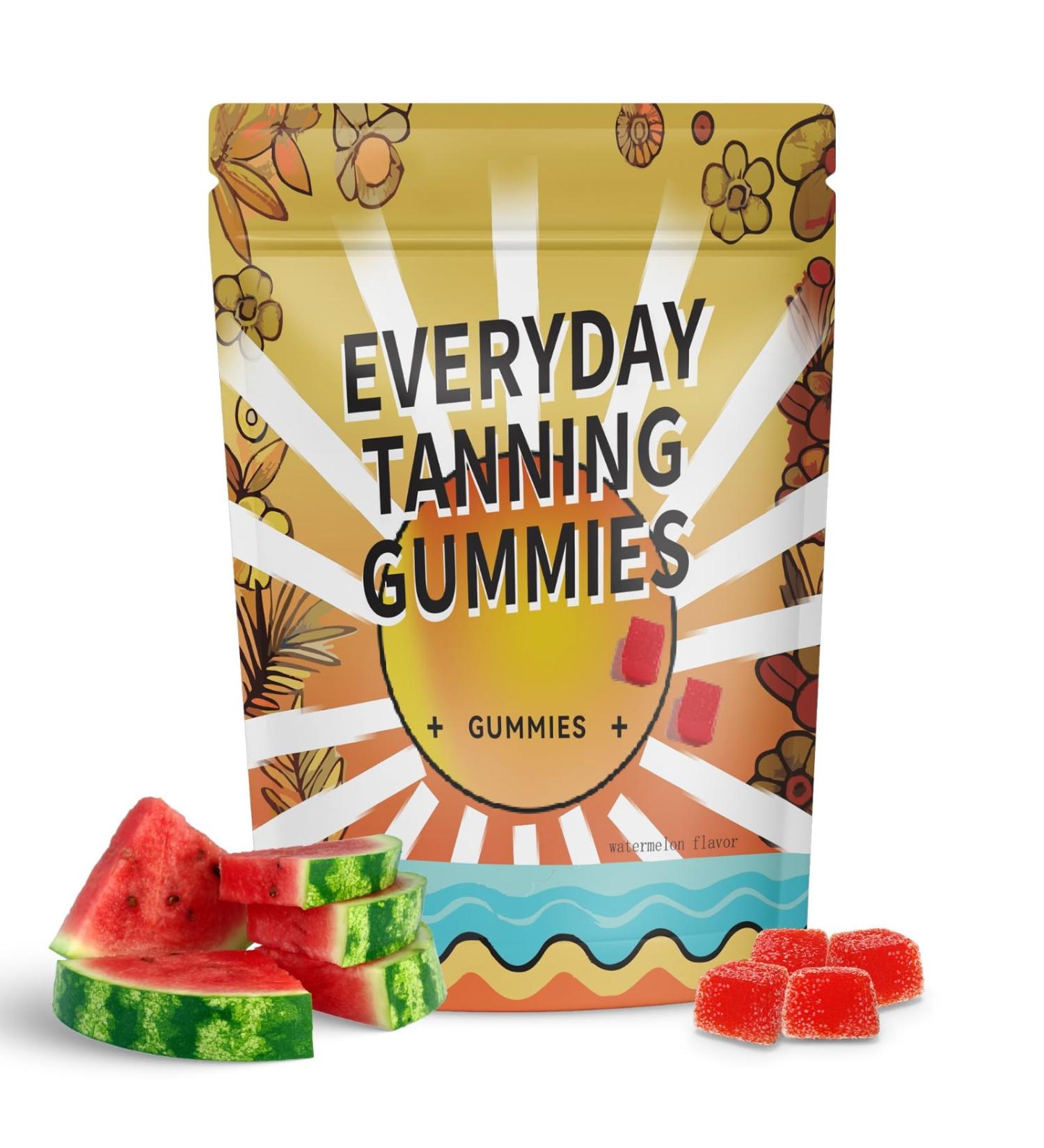 Daily Tanning Gummies Natural Sunless Tanning for Women with Astaxanthin Lycopene & Beta Carotene Antioxidant Rich Boosts Melanin Watermelon Flavor 60 Chewables - Buy Online on GoSupps.com