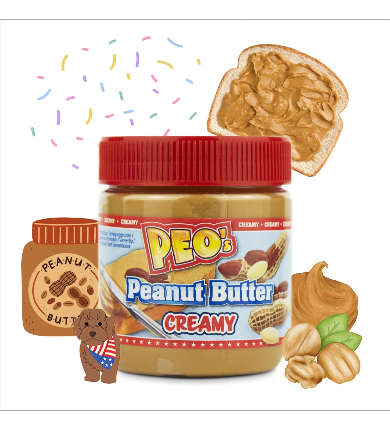 PEO's 12 x 340g Creamy Peanut Butter | Natural Peanut Butter from Roasted Peanut Kernels | Delicious Full Flavor Peanut Compote | Pack of 12 - Buy Online on GoSupps.com