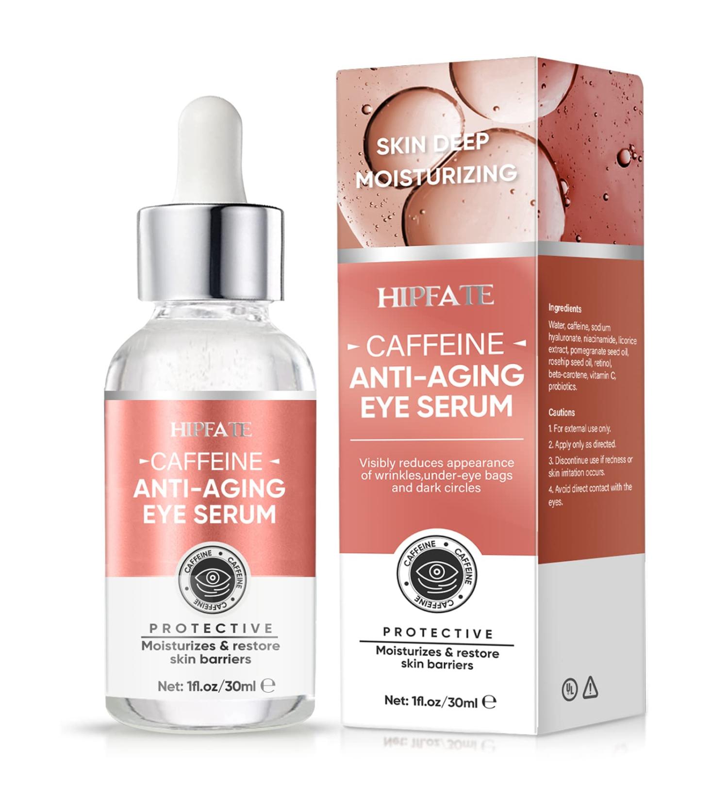 Caffeine Eye Serum for Dark Circles & Puffiness - 5% Caffeine Anti Aging Eye Cream (30ml) - Buy Online on GoSupps.com