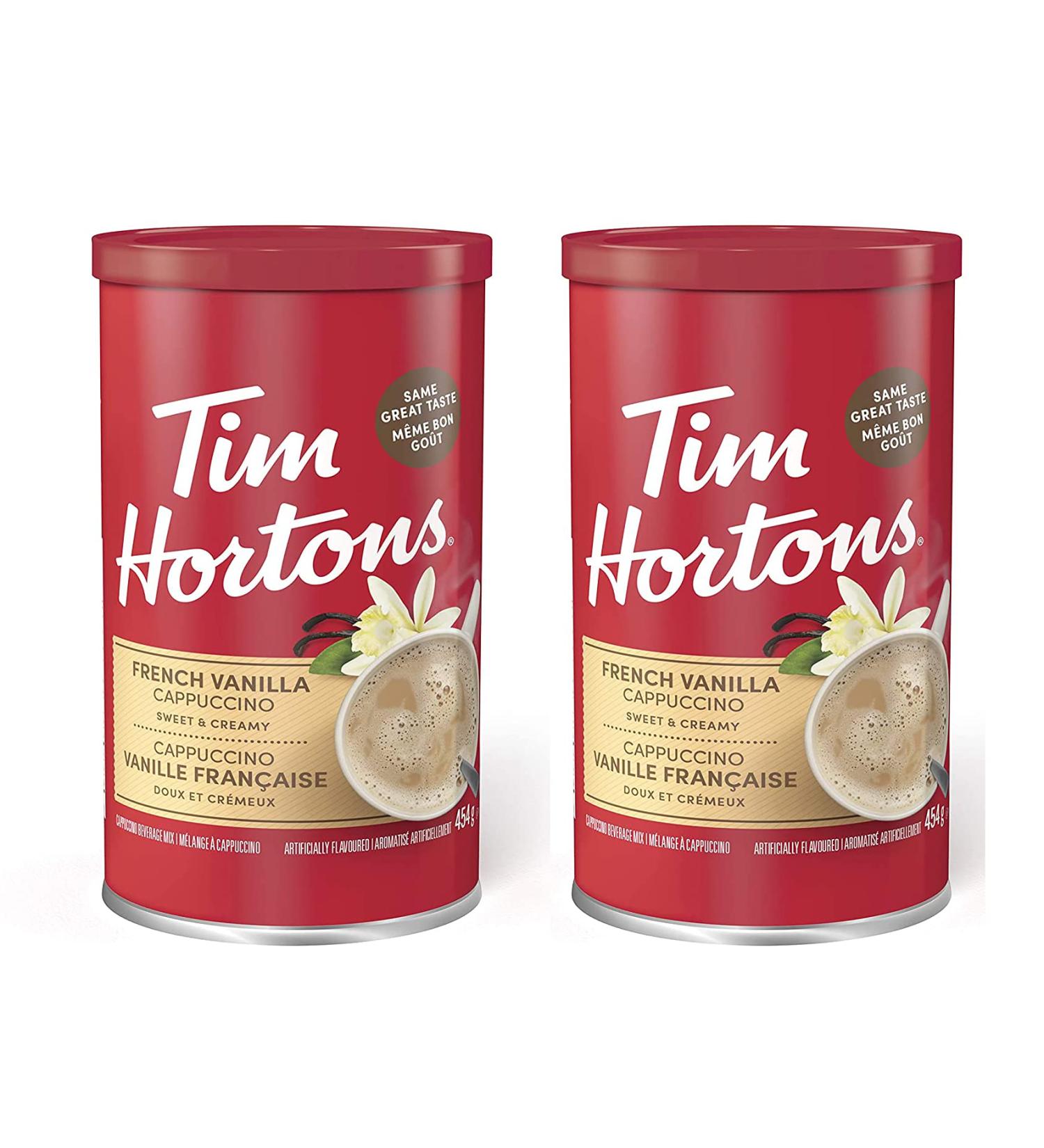Tim Hortons French Vanilla Cappuccino Beverage Mix 16oz - Imported from Canada (2 Cans) - Buy Online on GoSupps.com