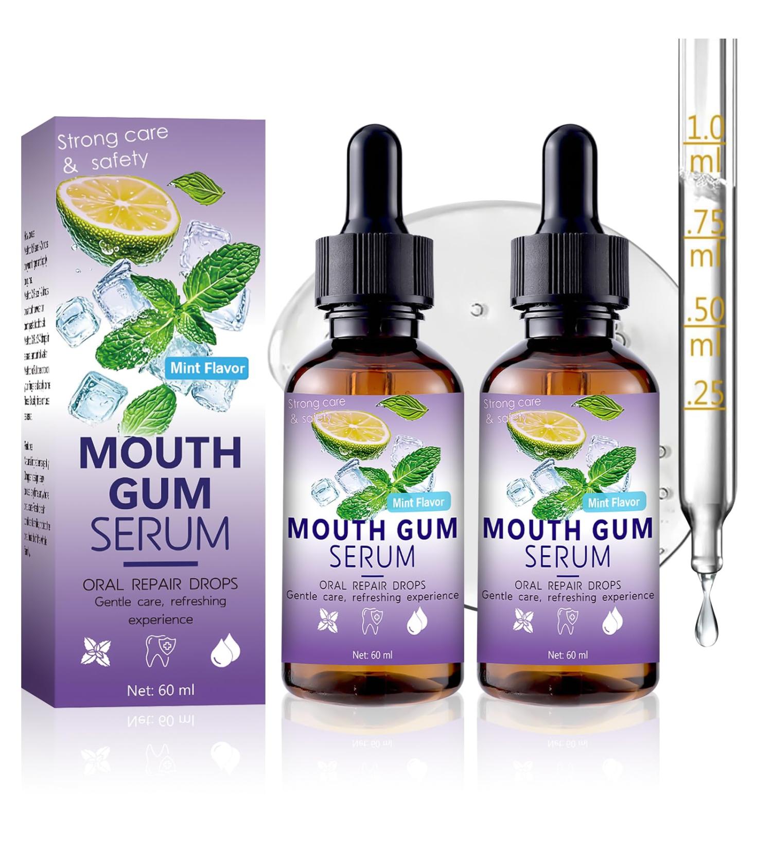Gum Restore Drops - 60ML Gum Repair for Receding Gums Treatment Gum Regrowth Treatment Drops for Dry Mouth Stain Removal & Bad Breath Treatment for Adults Instant Fresh Breath - 2 PCS 60ml - 2 Pcs - Buy Online on GoSupps.com