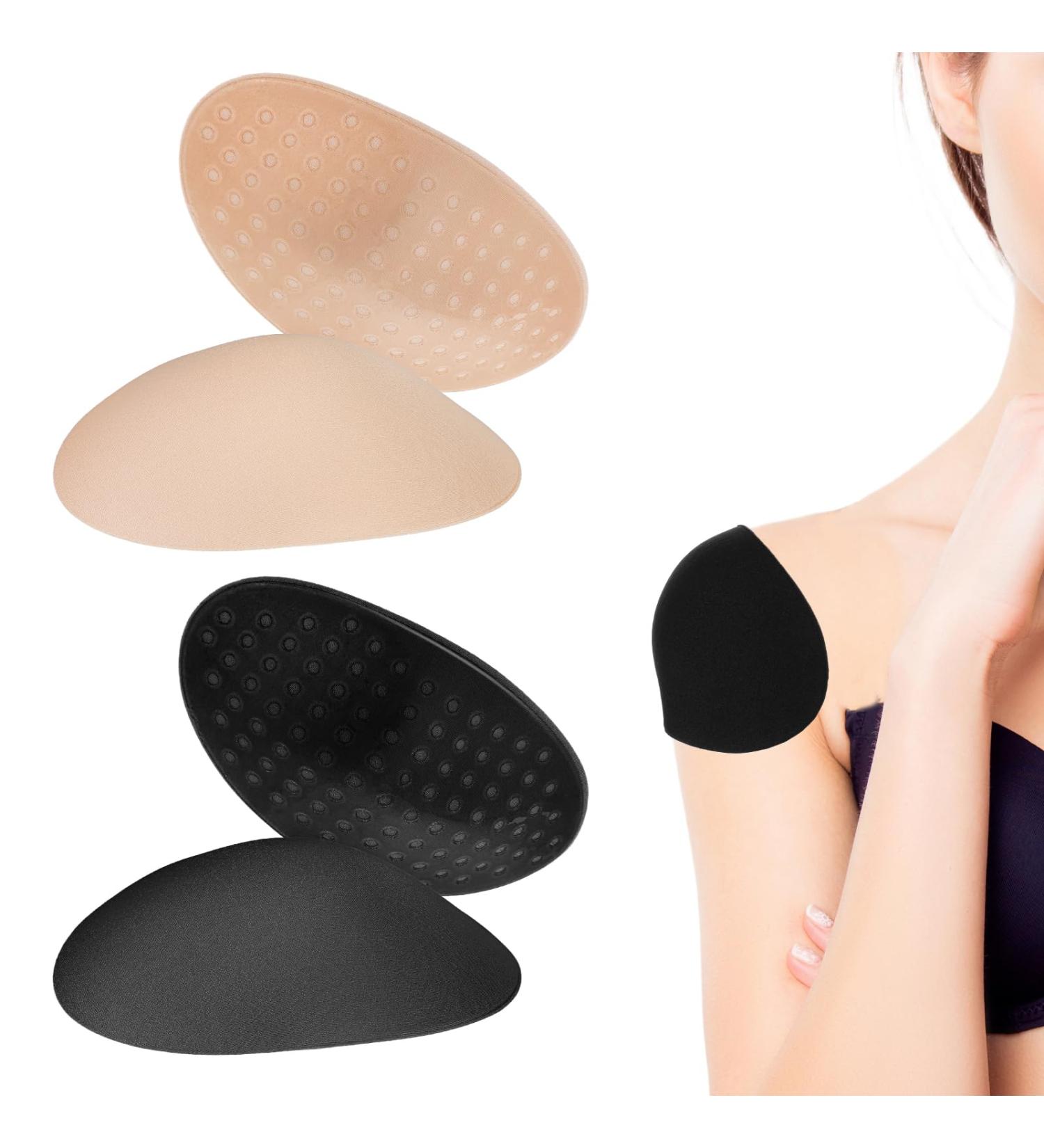 WLLHYF Women's Shoulder Pads - Self Adhesive Reusable Push-Up Enhancers for Sloping Shoulders - 2 Pairs (Black & Skin Color) - Soft Breathable Anti-Slip Design - Buy Online on GoSupps.com