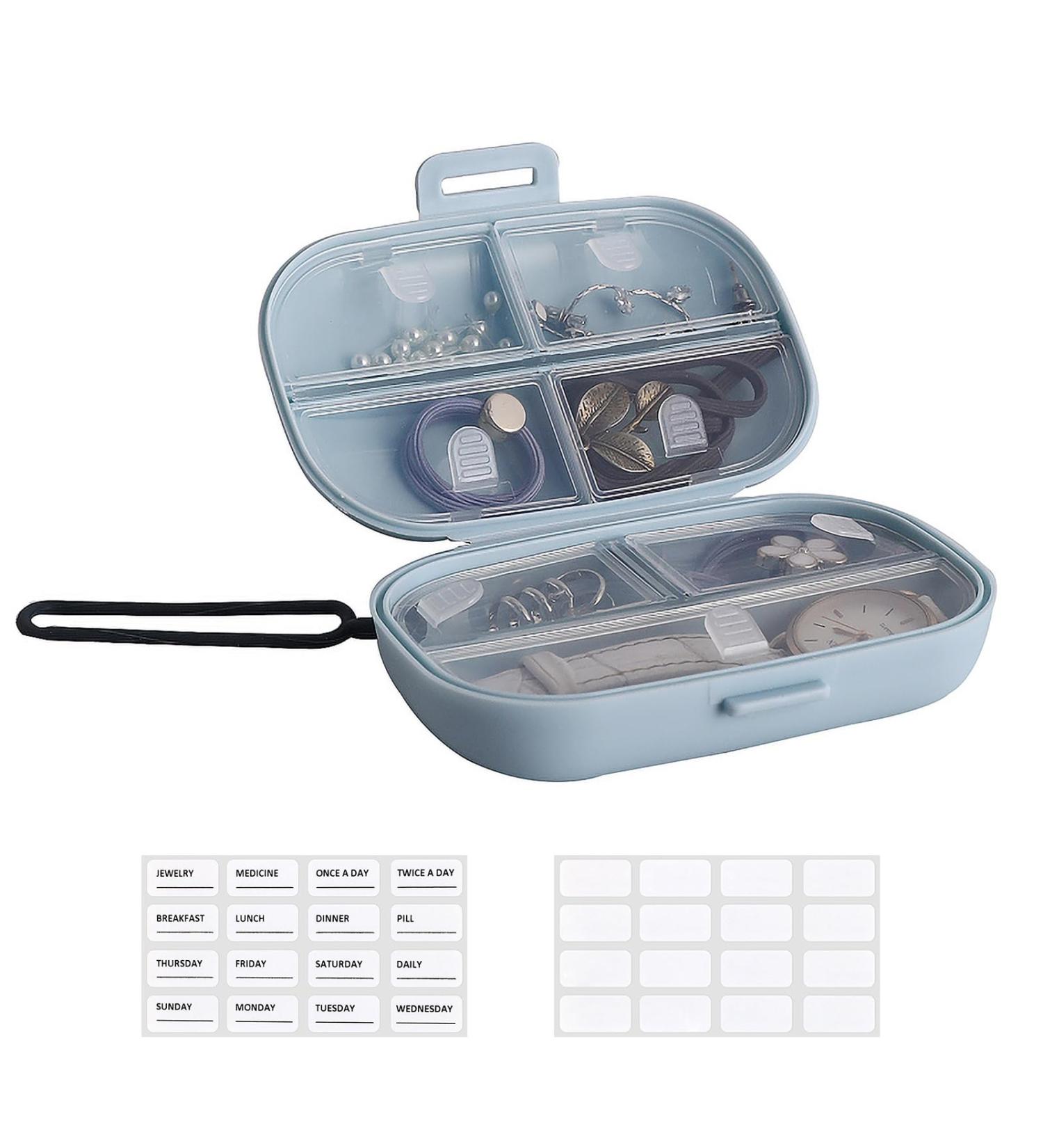 Round Pill Box Organizer with Lanyard | 7-Day Travel Pill Container for Medicines Vitamins & Supplements - Buy Online on GoSupps.com