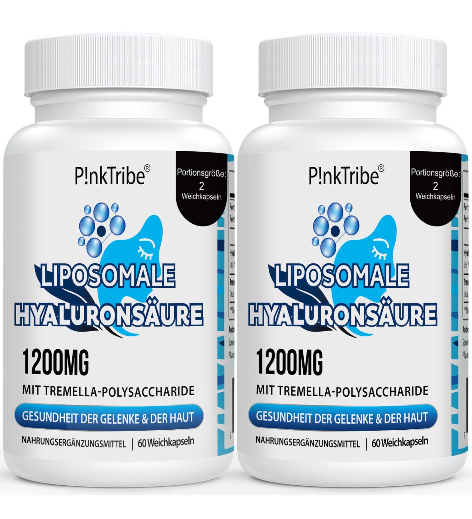 High Dose Liposomal Hyaluronic Acid Capsules - 1200mg 500-700 kDa Additive-Free 60 Capsules (2-Pack) | Premium Hydration Supplement - Buy Online on GoSupps.com