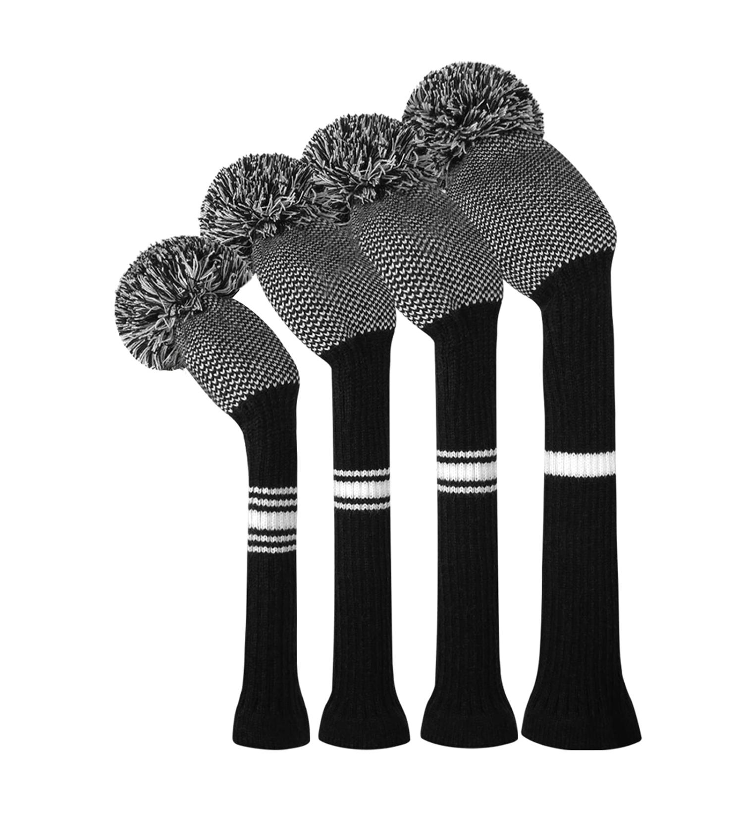 Scott Edward Handmade Knit Wood Golf Covers - 4 Piece Set for Driver, Fairway Wood, and Hybrid - Black and White Dot Design - Fits up to 460cc - Premium Quality - Buy Online on GoSupps.com