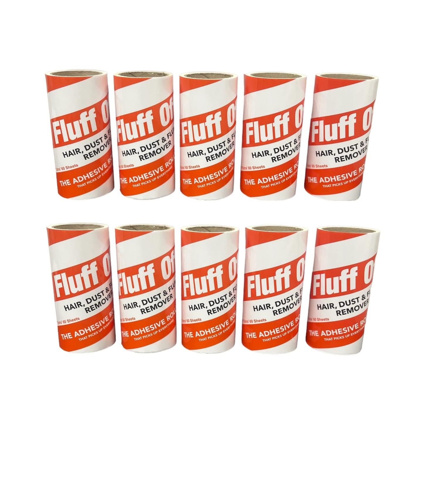 Fluff Off "Extra" Lint Roller Refills 10 Pack of 60 Sheets Extra Sticky Lint Roller Refills for Clothes Pet Hair and Furniture - Will fit most lint roller handles - 600 Sheets