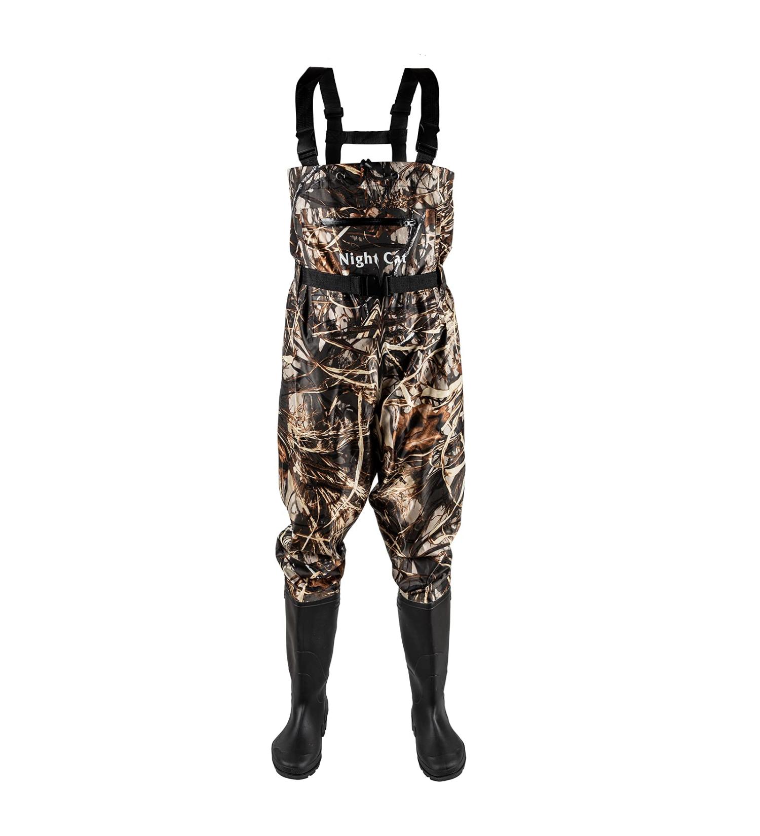 Night Cat Waterproof Chest Wader with Boots Belt - Camo Nylon PVC Wader for Men Women (US Men 6 / Women 7) - Buy Online on GoSupps.com