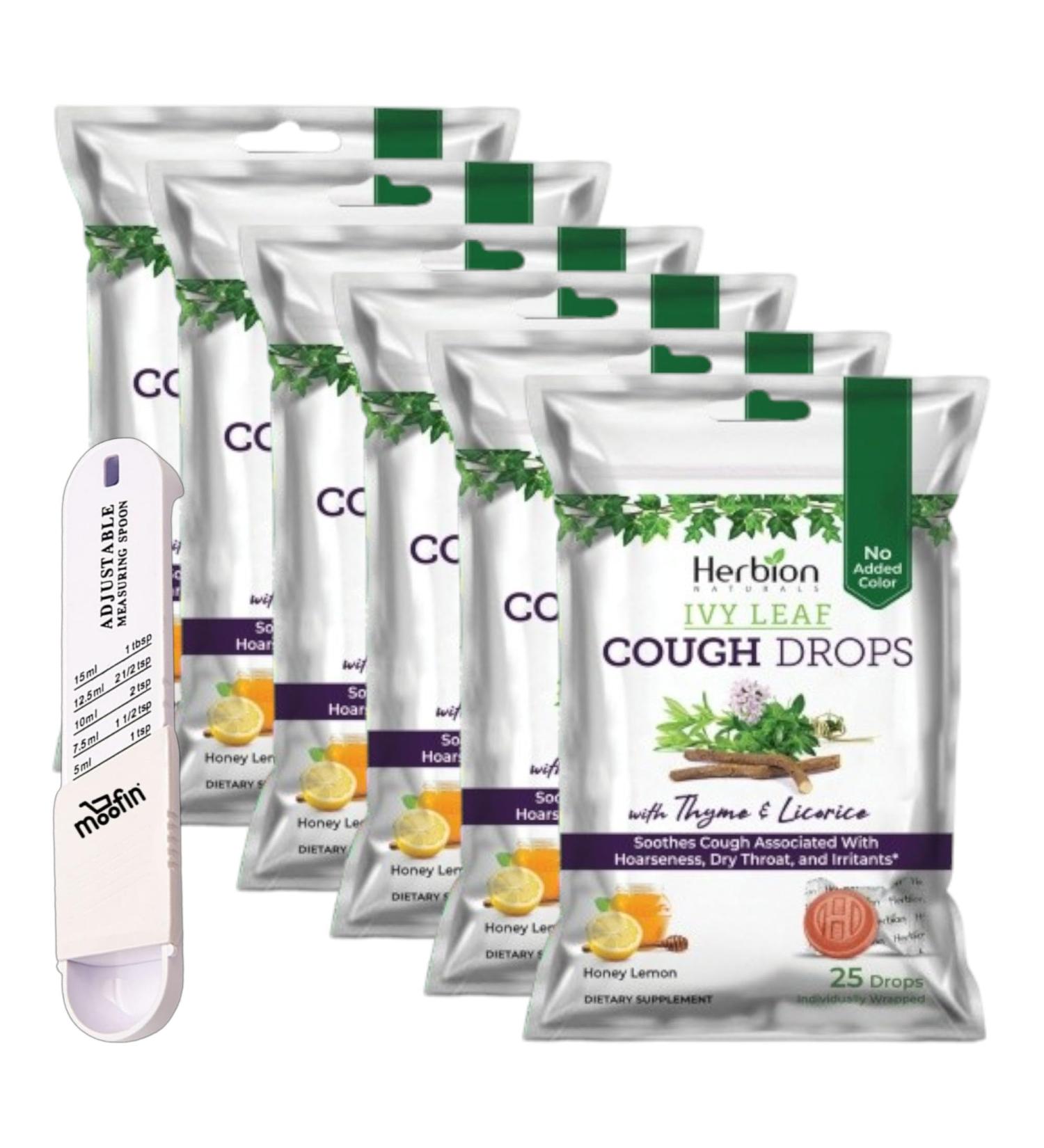 Herbion Naturals Ivy Leaf Cough Drops - Honey Lemon Flavor with Thyme & Licorice | Soothes Cough for Adults & Kids | Non-Drowsy | 25 Drops (Pack of 6 - Buy Online on GoSupps.com