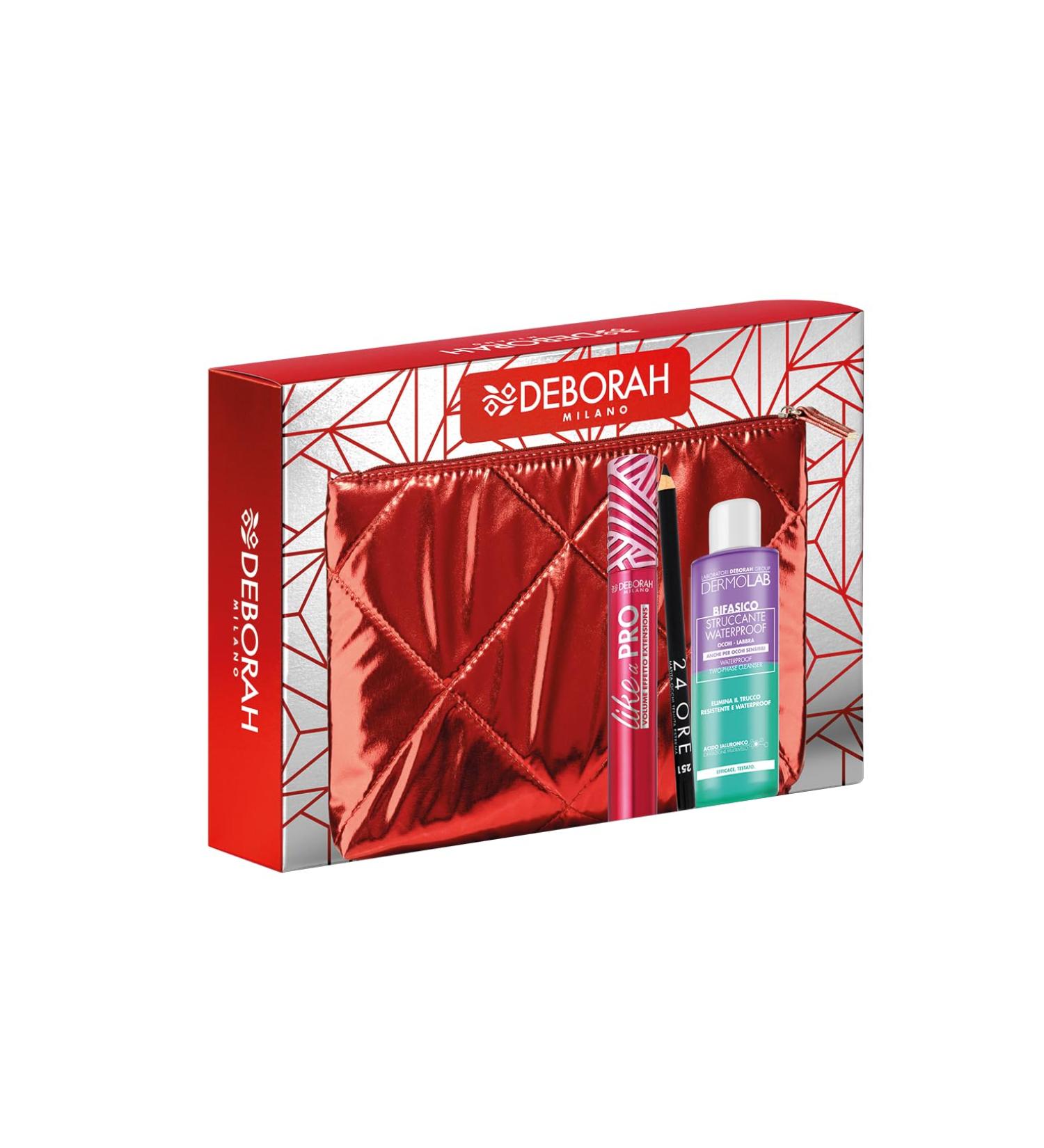  DEBORAH DEBORAH Milano - Women's gift set with red pouch including Like a PRO mascara 24-hour eye pencil 251 black and Dermolab biphasic eye makeup remover 50 ml No. 03 - Buy Online on GoSupps.com