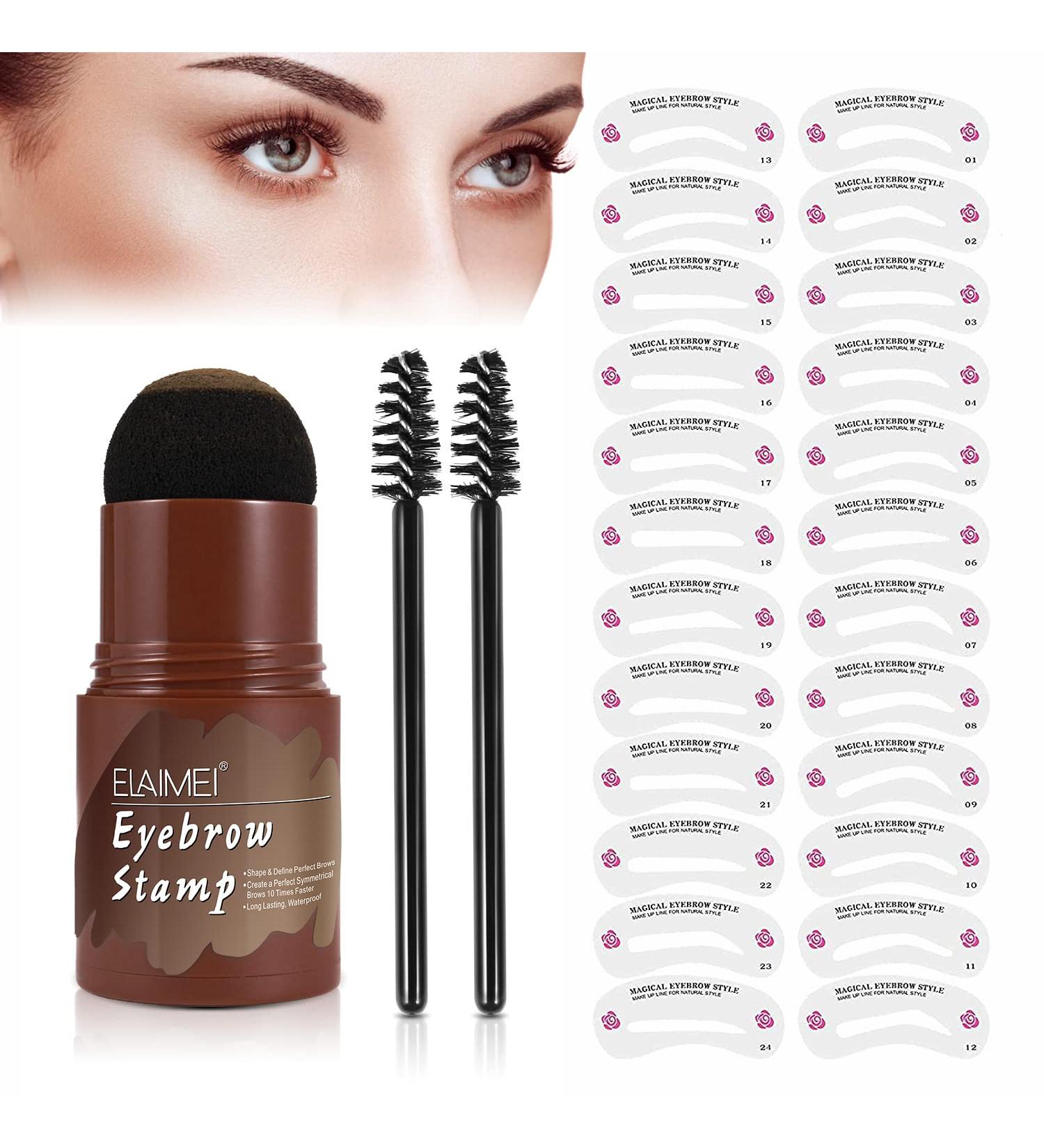 Dark Brown Eyebrow Stamp and Stencil Kit - Long-Lasting, Waterproof, Easy to Use | 24 Brow Stencils Included - Buy Online on GoSupps.com