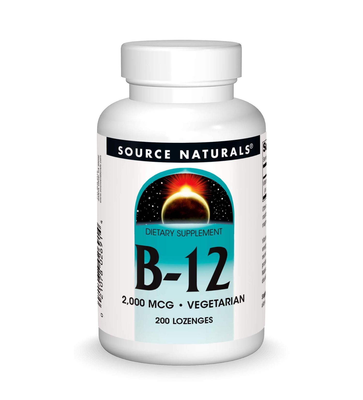 Source Naturals Vitamin B-12 2000 mcg Lozenges for Energy Support - 200 Count - Buy Online on GoSupps.com