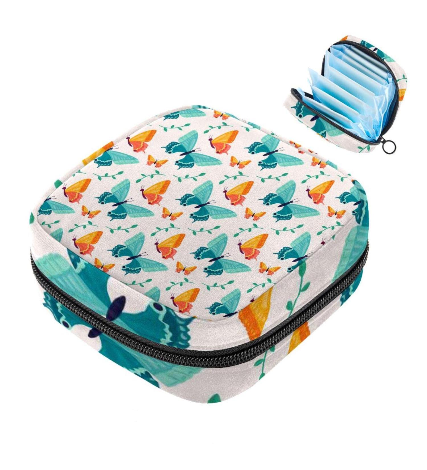 Stylish Women's Napkin Storage Bags | Retro Butterfly Patterns | Portable Menstrual Cup & Bandage Bags - Buy Online on GoSupps.com
