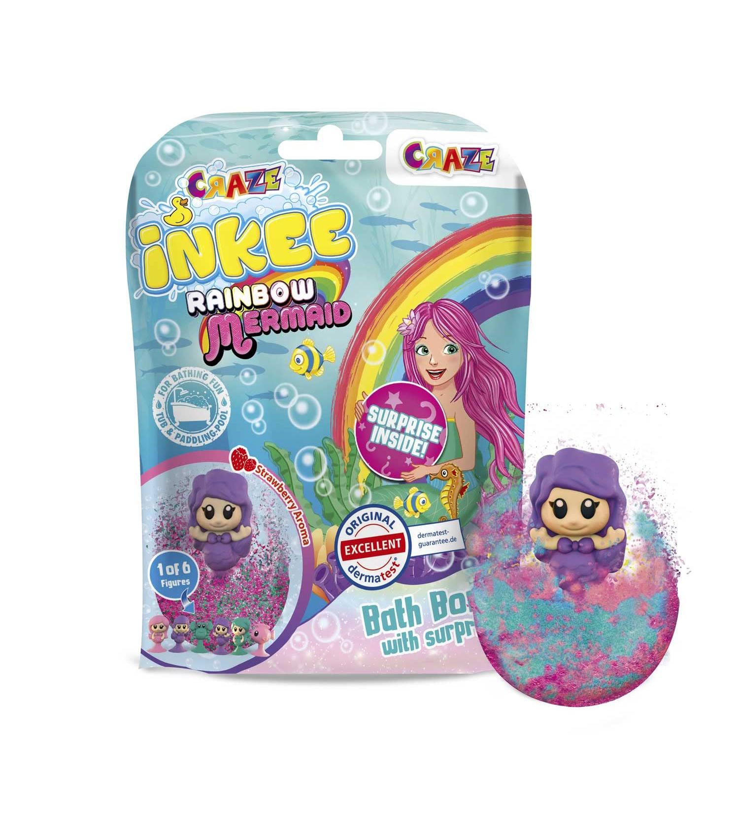 Inkee Surprise Mermaid Bathing Ball | Magic Strawberry Fragrance & Mermaid Suction Cup | Kids Bath Bombs with Surprise | 1 Piece - Buy Online on GoSupps.com