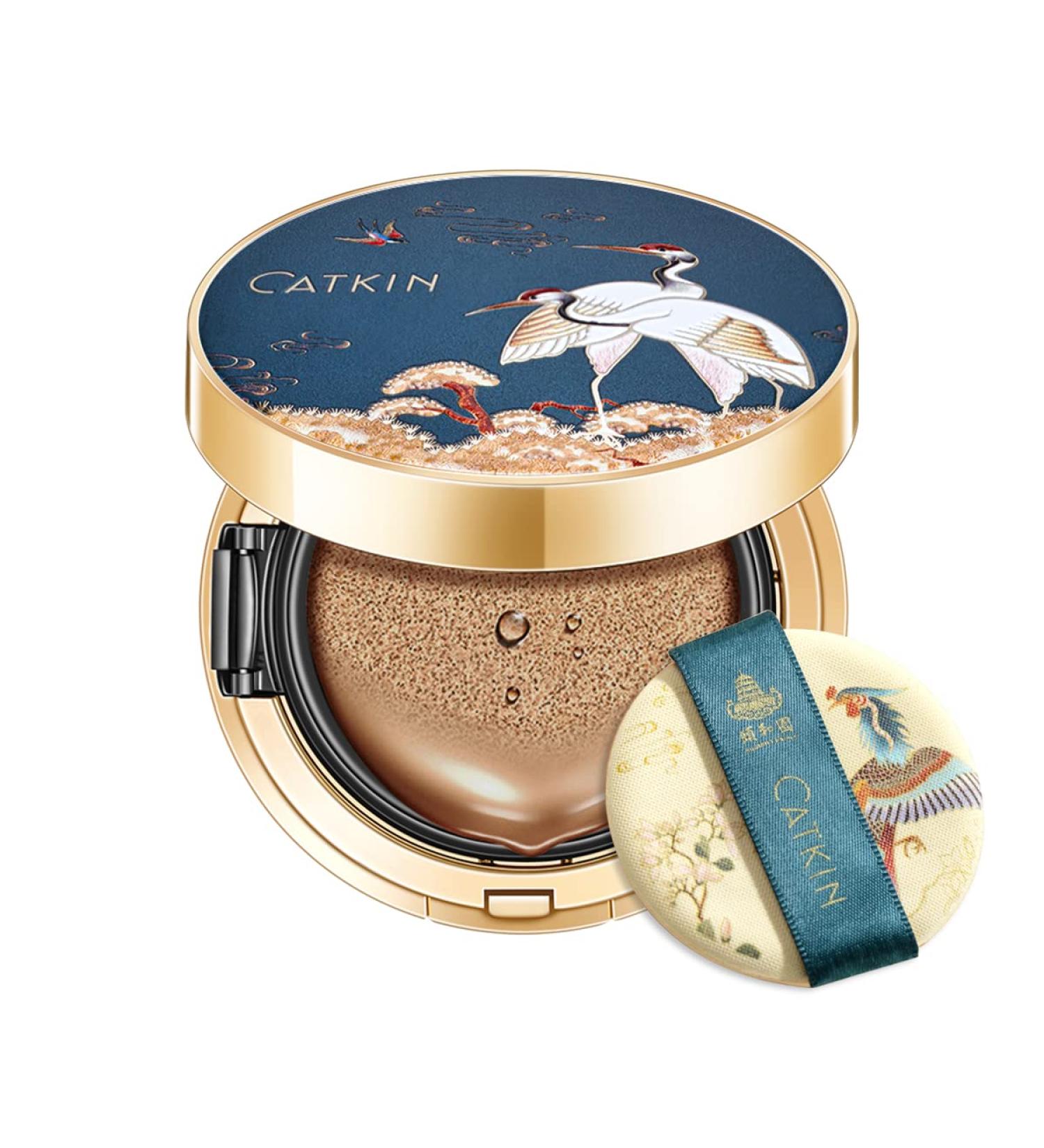 CATKIN BB Cream Air Cushion Foundation - Full Coverage, Moisturizing Concealer, Free Refill - Medium Warm Camel 0.46 oz - Buy Online on GoSupps.com