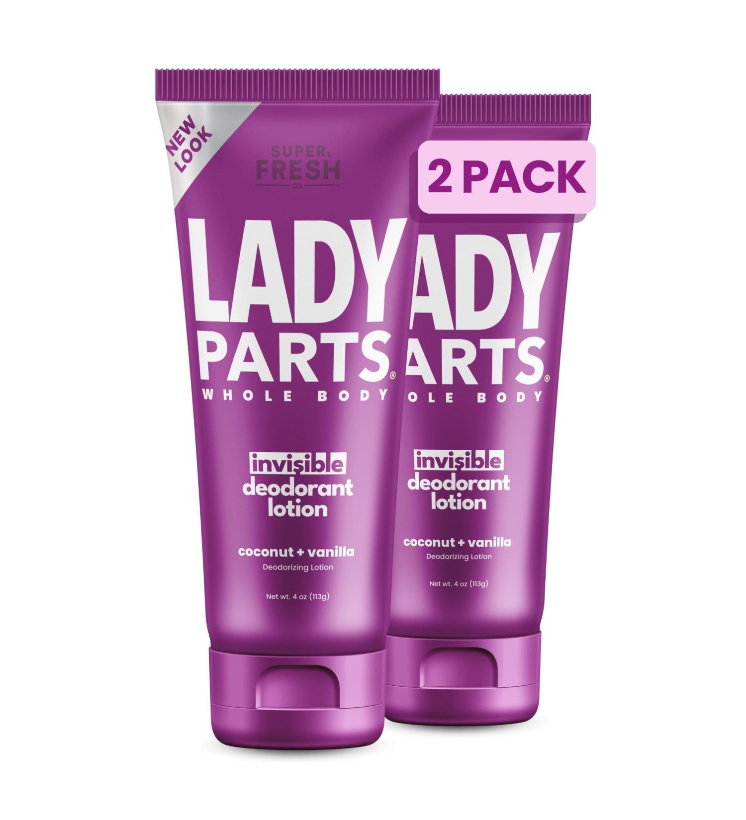 Lady Parts Whole Body Deodorant Lotion for Women | Aluminum Free & Lightly Scented | 4oz (2PK) - Stop Odor & Stay Fresh for Privates & Full Body - Buy Online on GoSupps.com