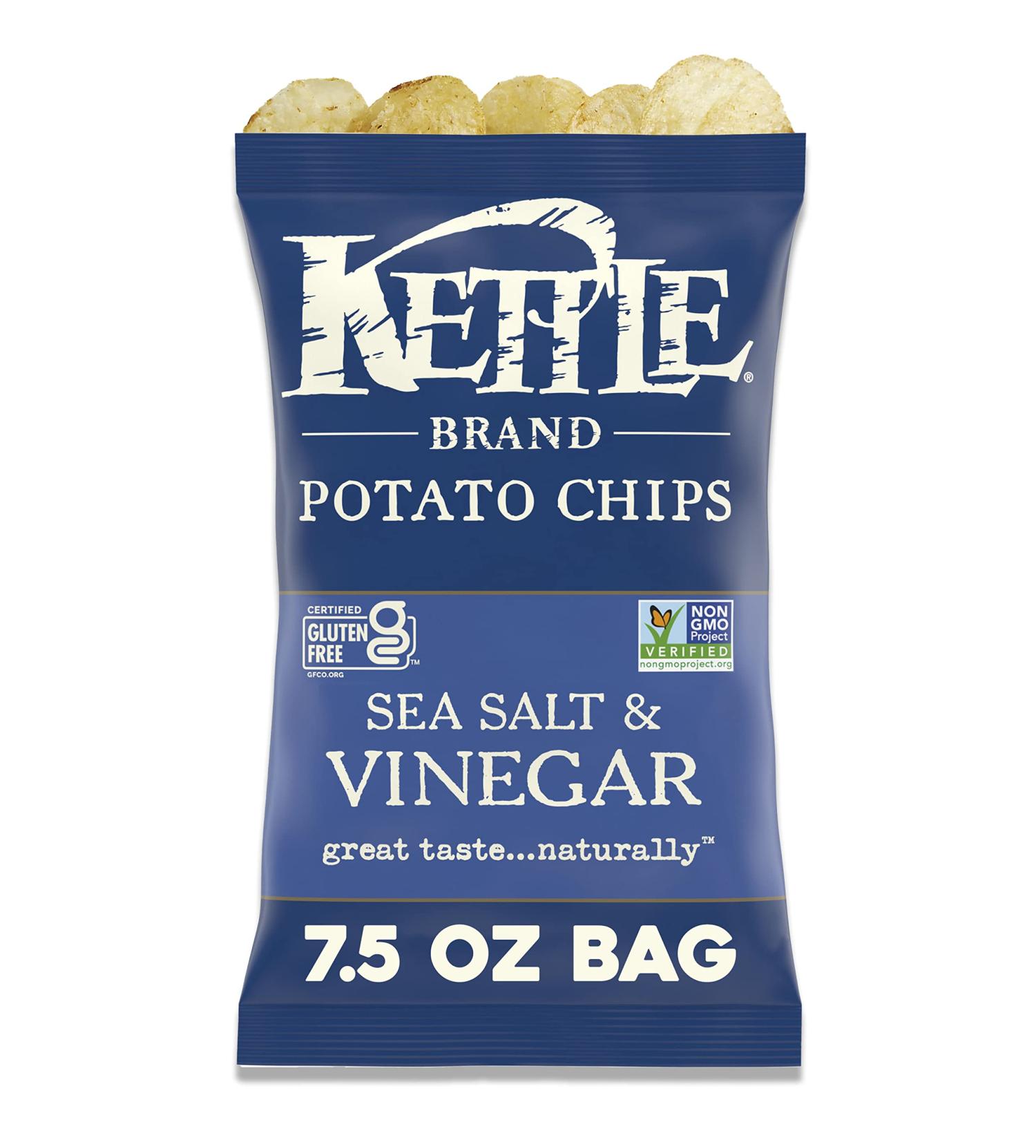 Kettle Brand Sea Salt and Vinegar Kettle Potato Chips 7.5 oz - Gluten-Free & Non-GMO - Buy Online on GoSupps.com