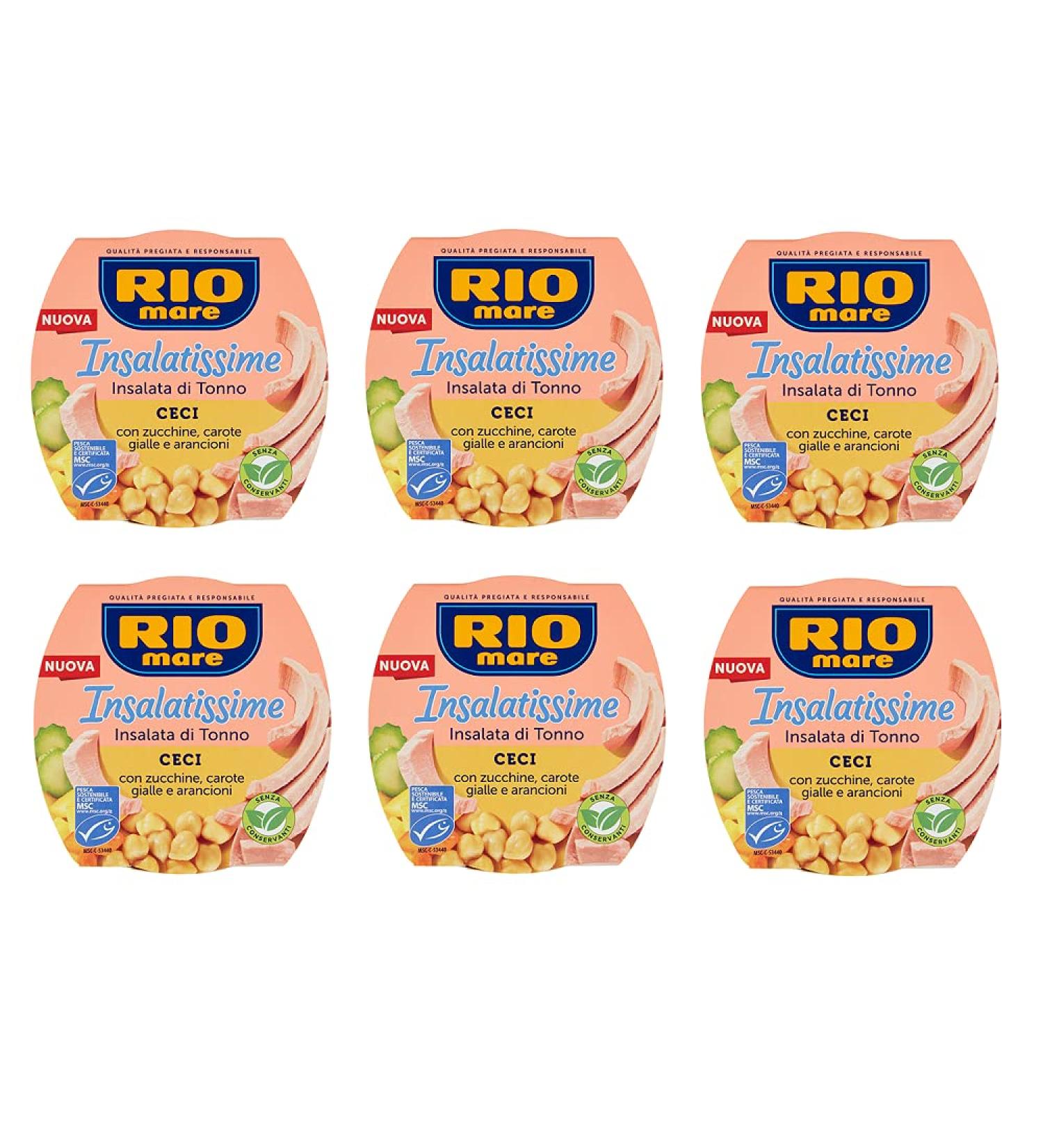 Rio Mare Insalatissime Set of 6 ready-to-use dishes with tuna, chiche salad, zucchini and carrots, 160 g