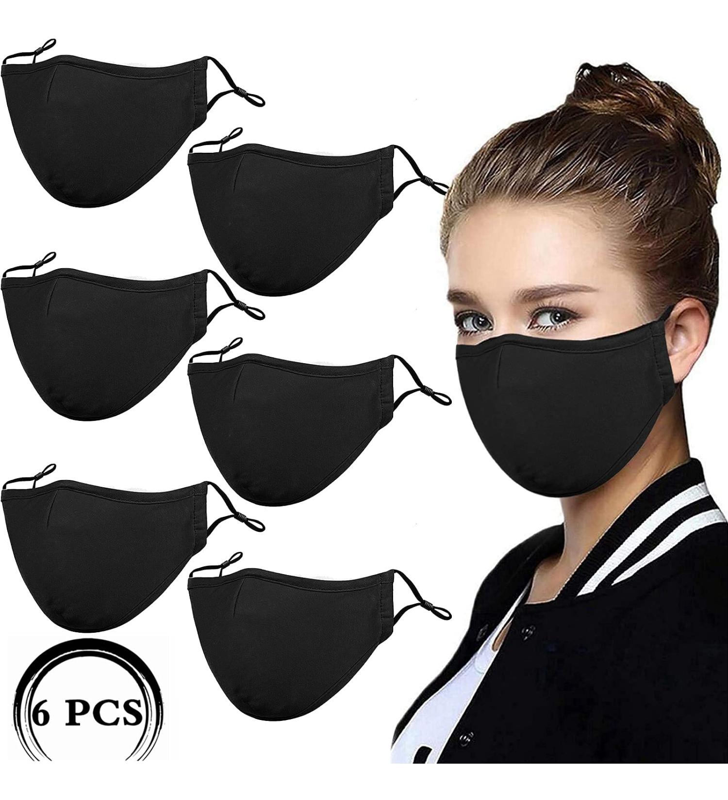 YYTDAISHU 6 Pack Black Reusable Breathable Cloth Face Protection | Adjustable Washable Fashion Cover for Men and Women - 6pcs - Buy Online on GoSupps.com
