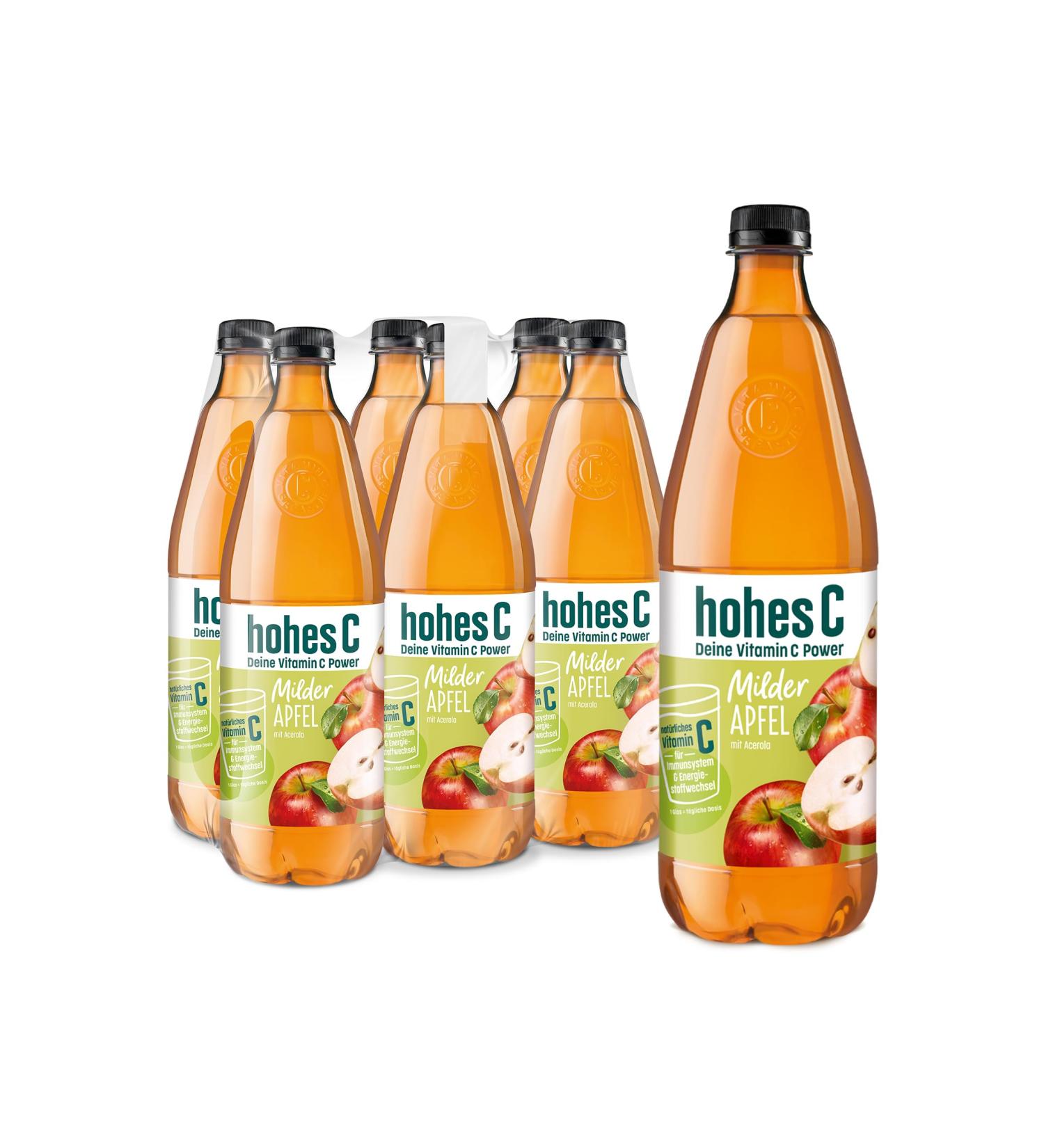 High C Mild Apple Juice 100% (6 x 1L) - Vegan Low Acidity No Added Sugar Packed with Vitamin C - Eco-Friendly Recycled PET - Buy Online on GoSupps.com