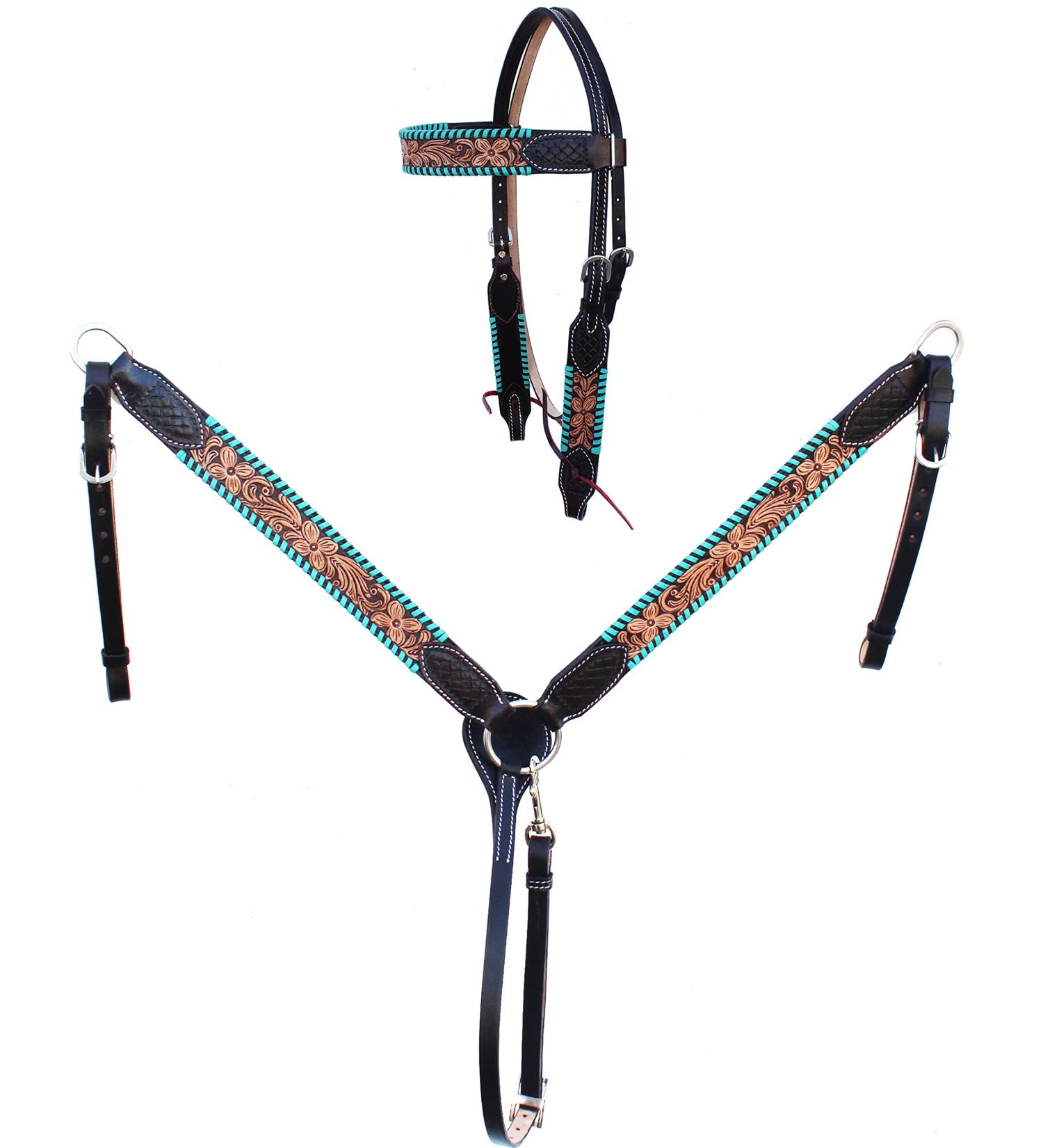 CHALLENGER Floral Western Horse Tack Set - Headstall, Bridle & Breast Collar 78FK39B - Buy Online on GoSupps.com