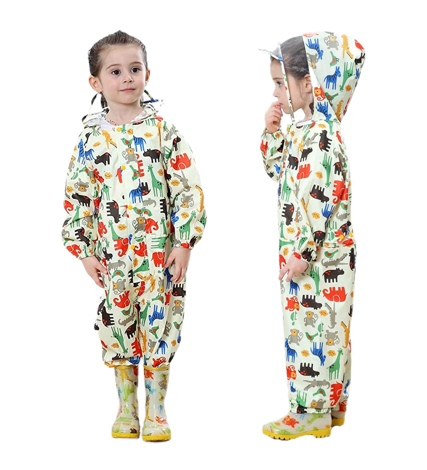 JiAmy Kids Outdoor Waterproof Rain Suit | Yellow One Piece Rain Coverall 3-5 Years - Buy Online on GoSupps.com