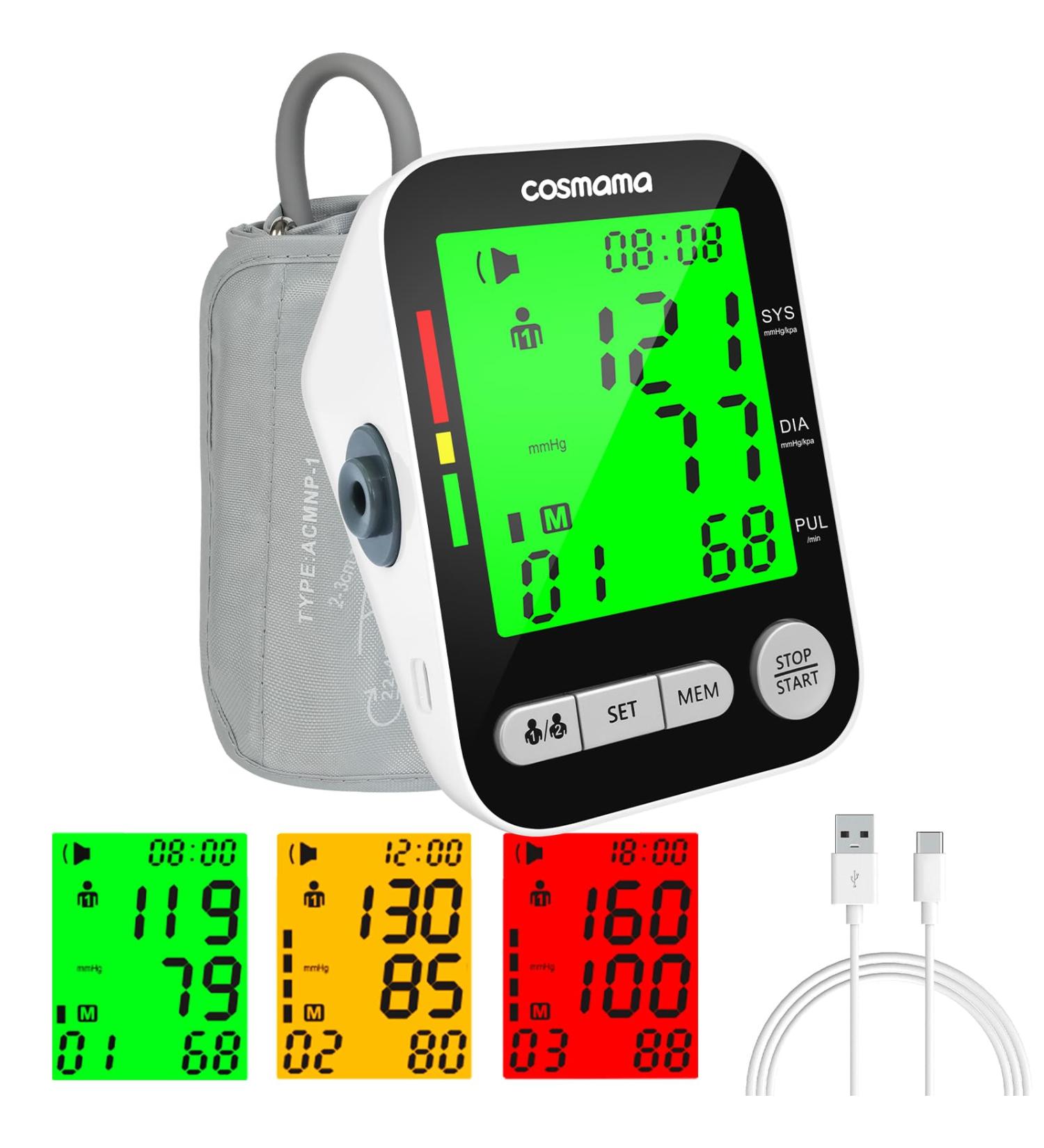 Automatic Blood Pressure Monitor for Home Use | Rechargeable Digital BP Machine with Large Display & Adjustable Arm Cuff - Dual User Modes - Buy Online on GoSupps.com