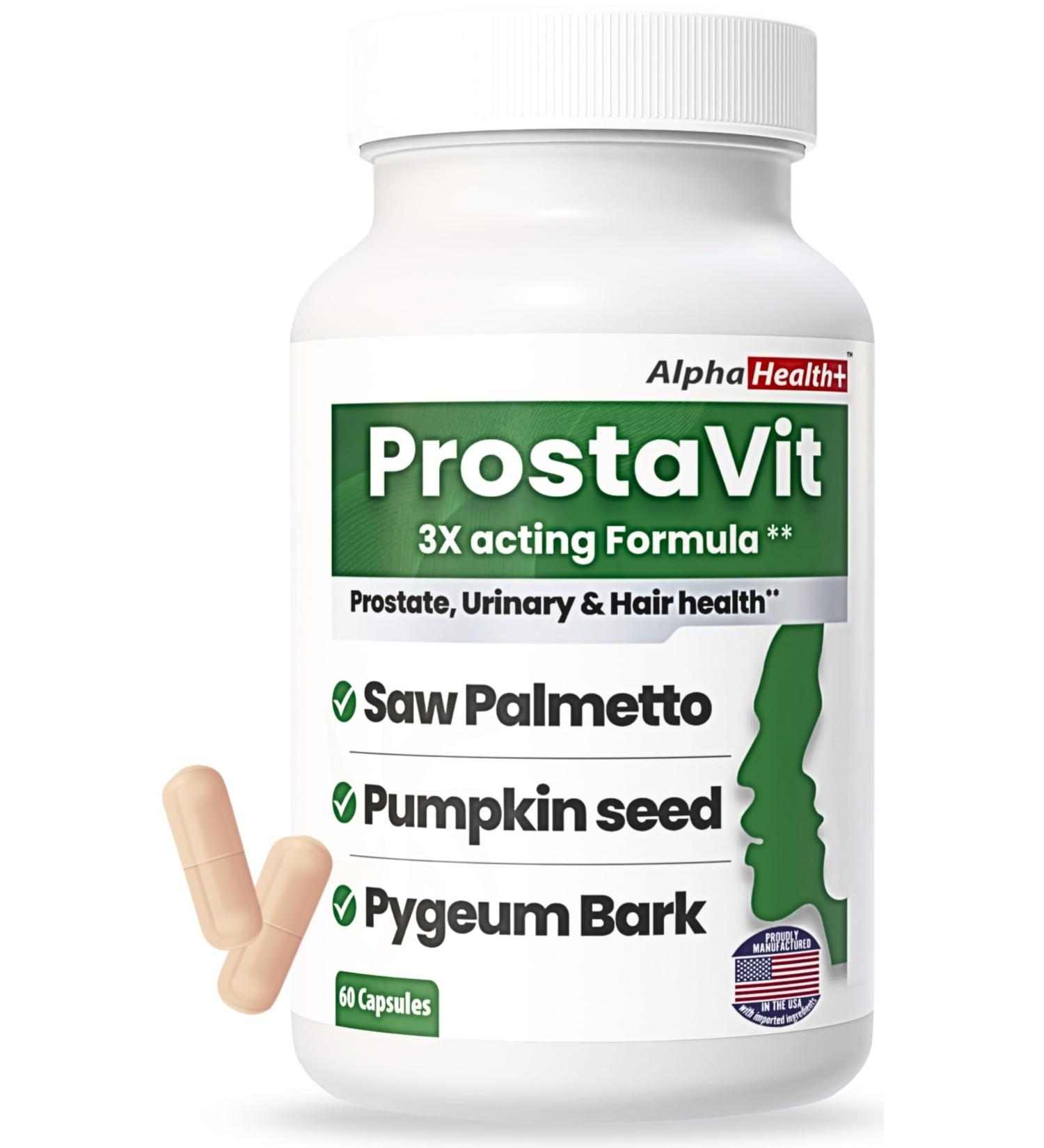 Prostavit Prostate Support Supplement for Men Saw Palmetto 600mg, Pygeum Bark, Pumpkin Seed, Nettle & Zinc Urinary Flow, Bladder Control, Reduce Nighttime Urination, Prostate & Hair Health 60 Caps - Buy Online on GoSupps.com