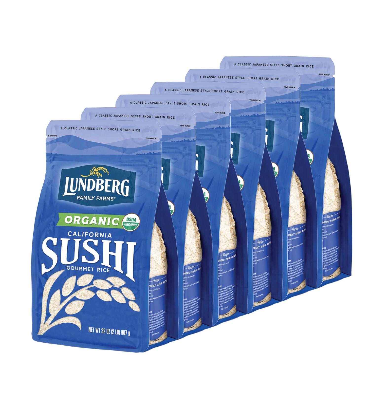Organic California Sushi Rice - Lundberg Family Farms (32 oz 6-Pack) - Buy Online on GoSupps.com