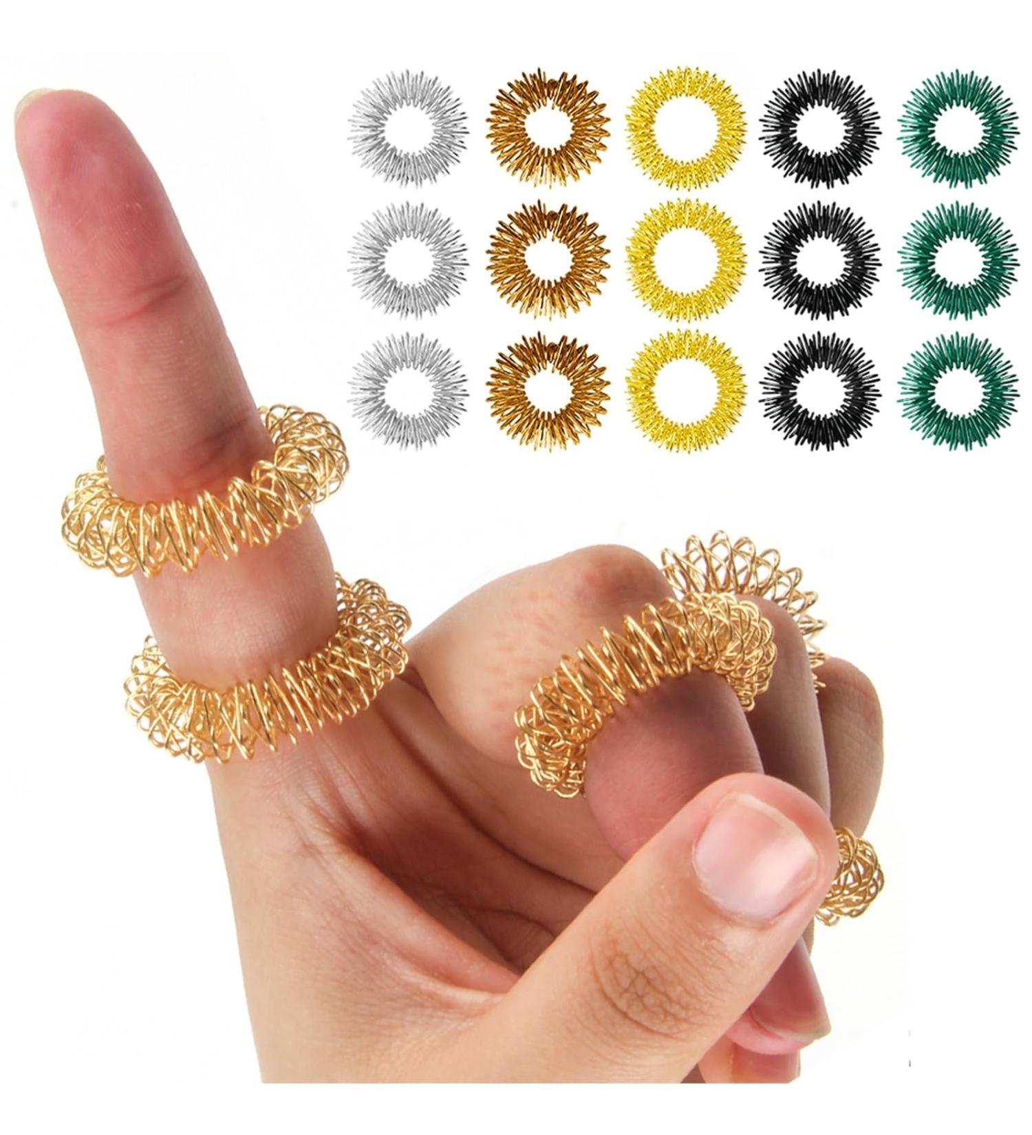 Jiakalamo 15-Part Finger Massage Zappel Toy - Acupressure Ring for Stress Relief & Relaxation | Portable for All Ages | 4 Colors 3 Pieces - Buy Online on GoSupps.com