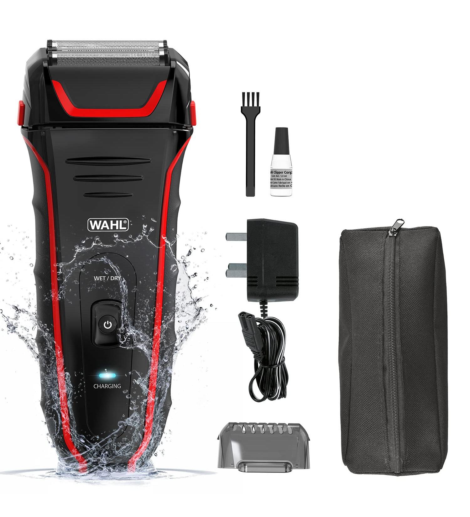 Wahl Clean and Close Plus Men's Electric Shaver - Flex Foil Precision Trimmer, Waterproof, Rubber Grip - Black & Red - Buy Online on GoSupps.com
