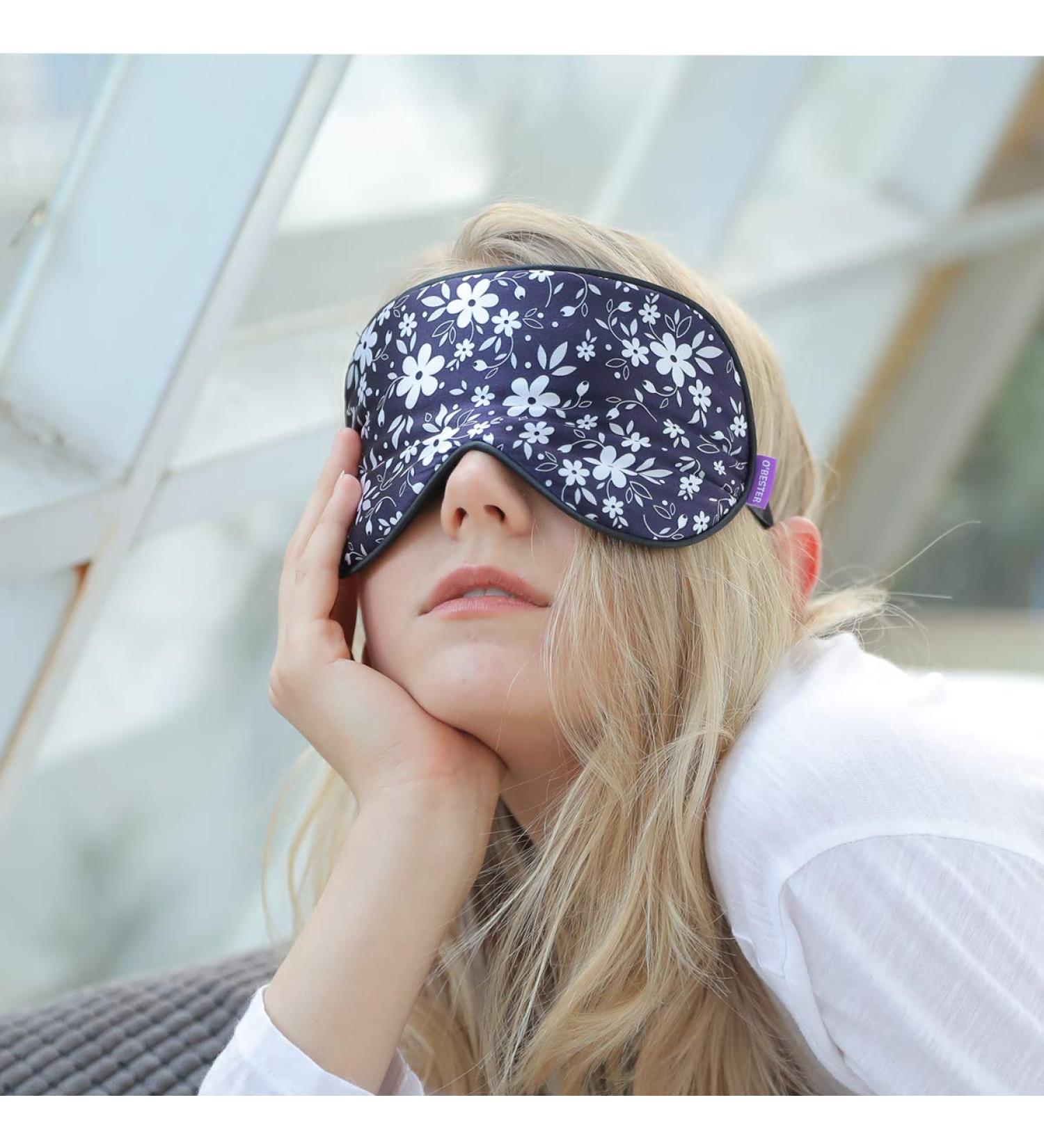 O'Bester Natural Silk Sleep Mask | Super Soft Eye Mask with Adjustable Strap | Ultimate Sleeping Aid Blindfold | Blocks Light | Small White Flowers - Buy Online on GoSupps.com