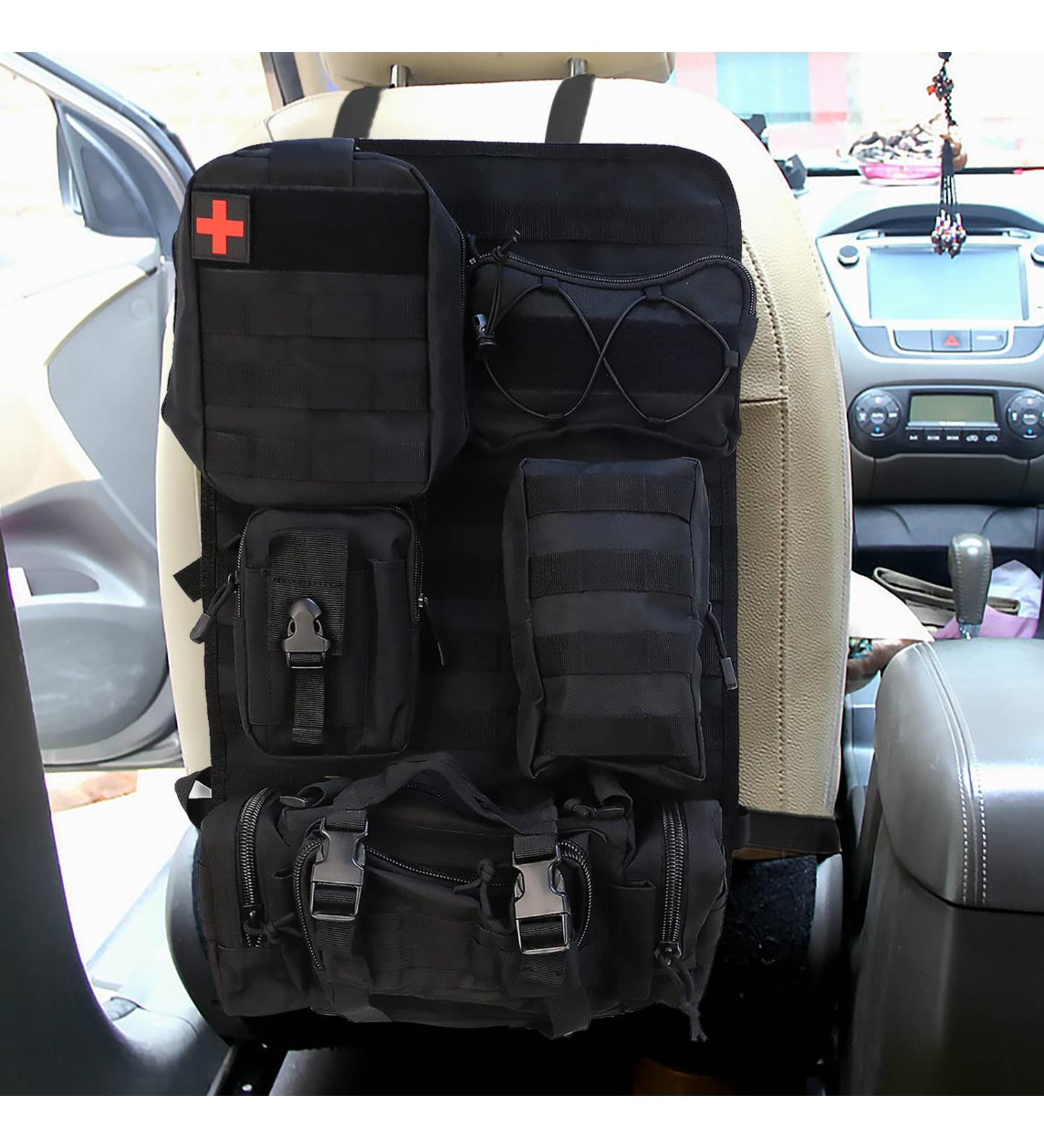 Mocoli Tactical Car Seat Organizer - Backrest Protection with 5 Removable Bags | Universal Fit for Most Vehicles - Black - Buy Online on GoSupps.com