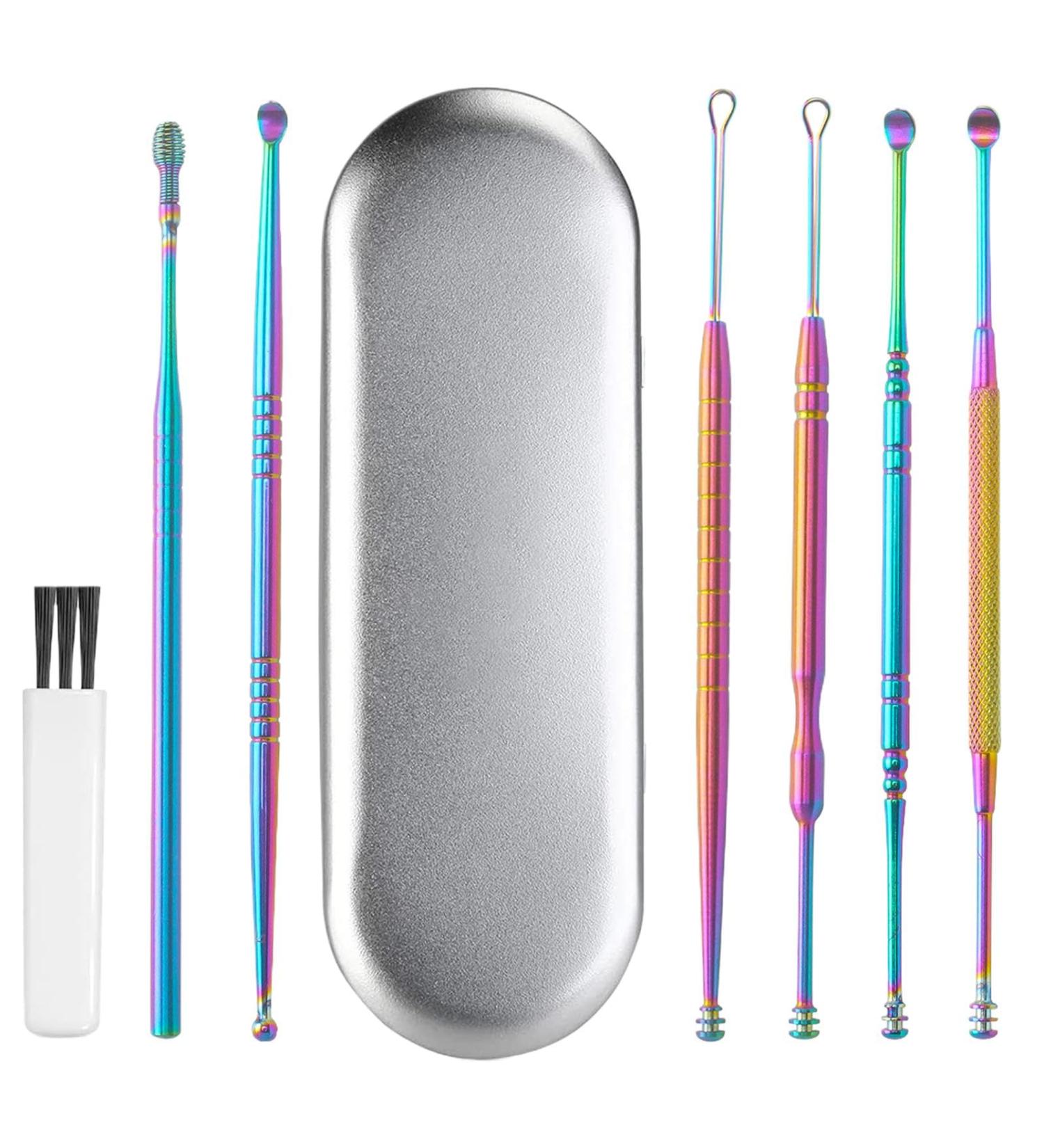 Besreey Ear Cleaner Earwax Removal set Ear Pick Earwax Removal Kit | Ear Pick Earwax Removal Tools Stainless Steel Ear Cleaner Curette With Cleaning Brush And Storage Box For Kid Adult - Buy Online on GoSupps.com