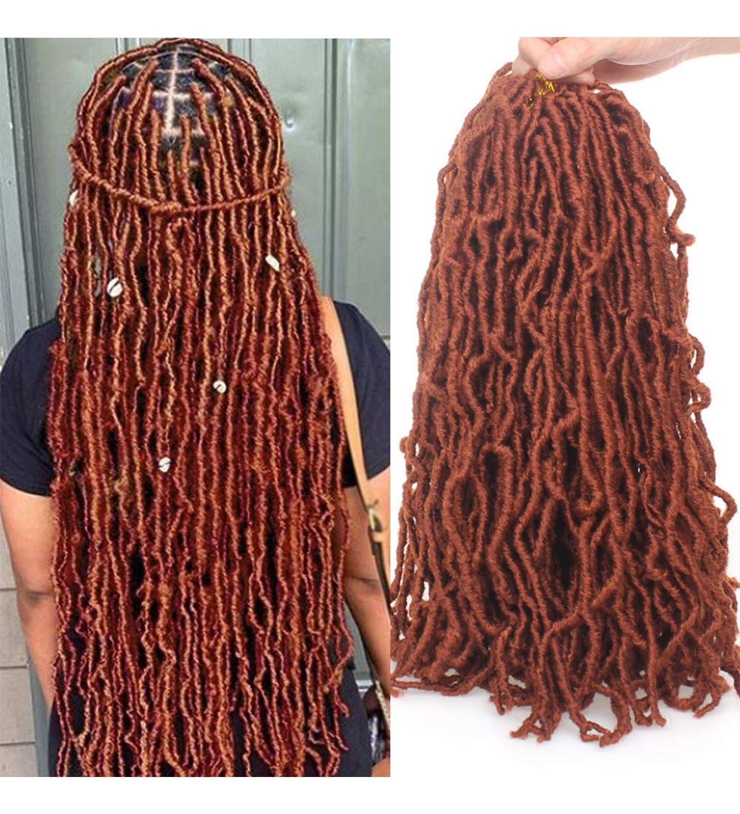 Xtrend 18 Inch 7Packs 18strands/pack Nu Soft Locs Crochet Braids Hair Copper Red Synthetic Dreadlocks Braiding Hair Fashion Goddess Distressed Faux Locs Curly Wavy Hair Extensions 350# 18 Inch (Pack of 7) 350# - Buy Online on GoSupps.com
