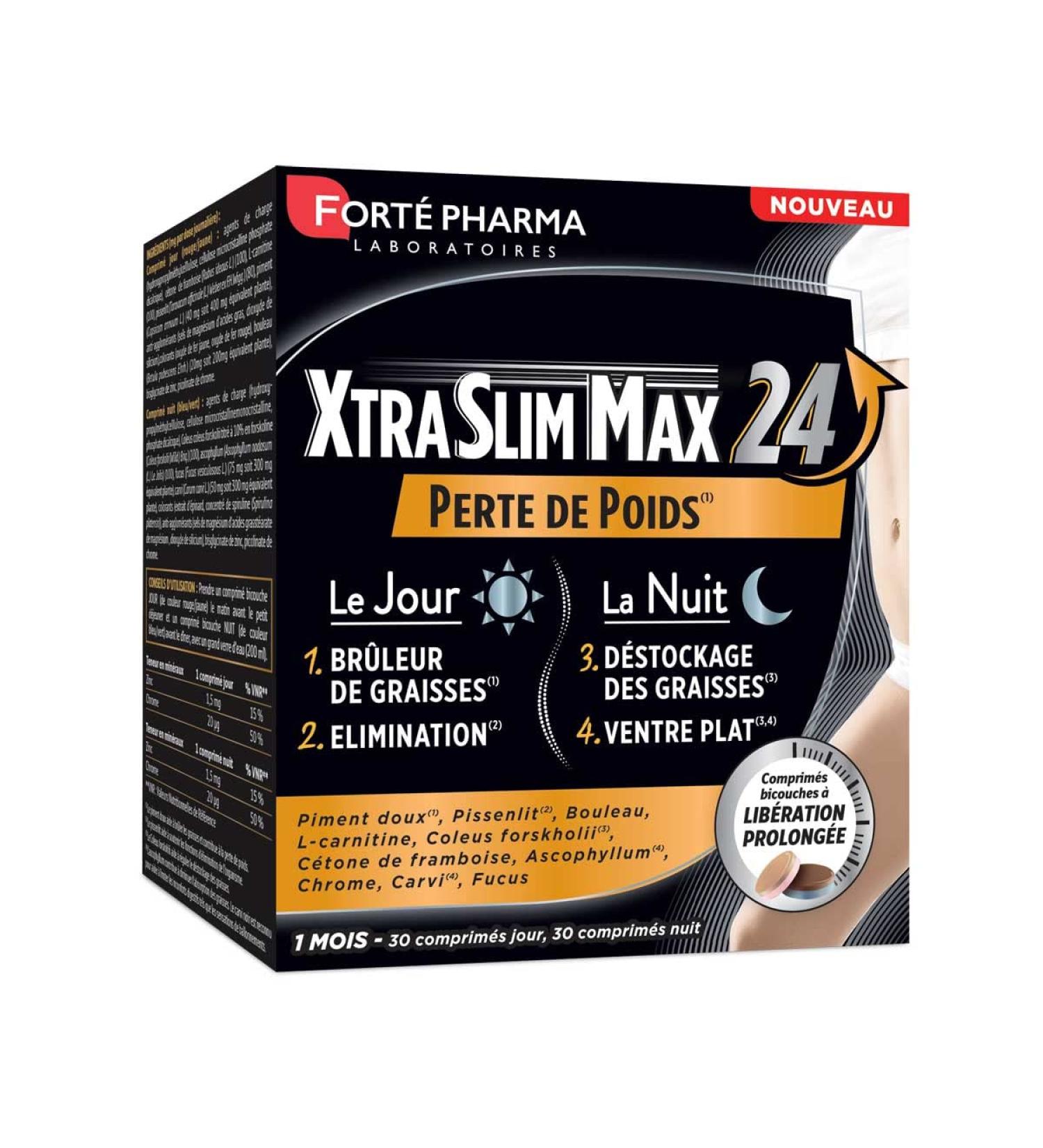 Fort Pharma XtraSlim Max 24 | Fat Burner - Sweet Chili Dandelion - Weight Loss Flat Belly Elimination | Slimming Dietary Supplement | 1 Month Program | 60 tablets 2/day - Buy Online on GoSupps.com