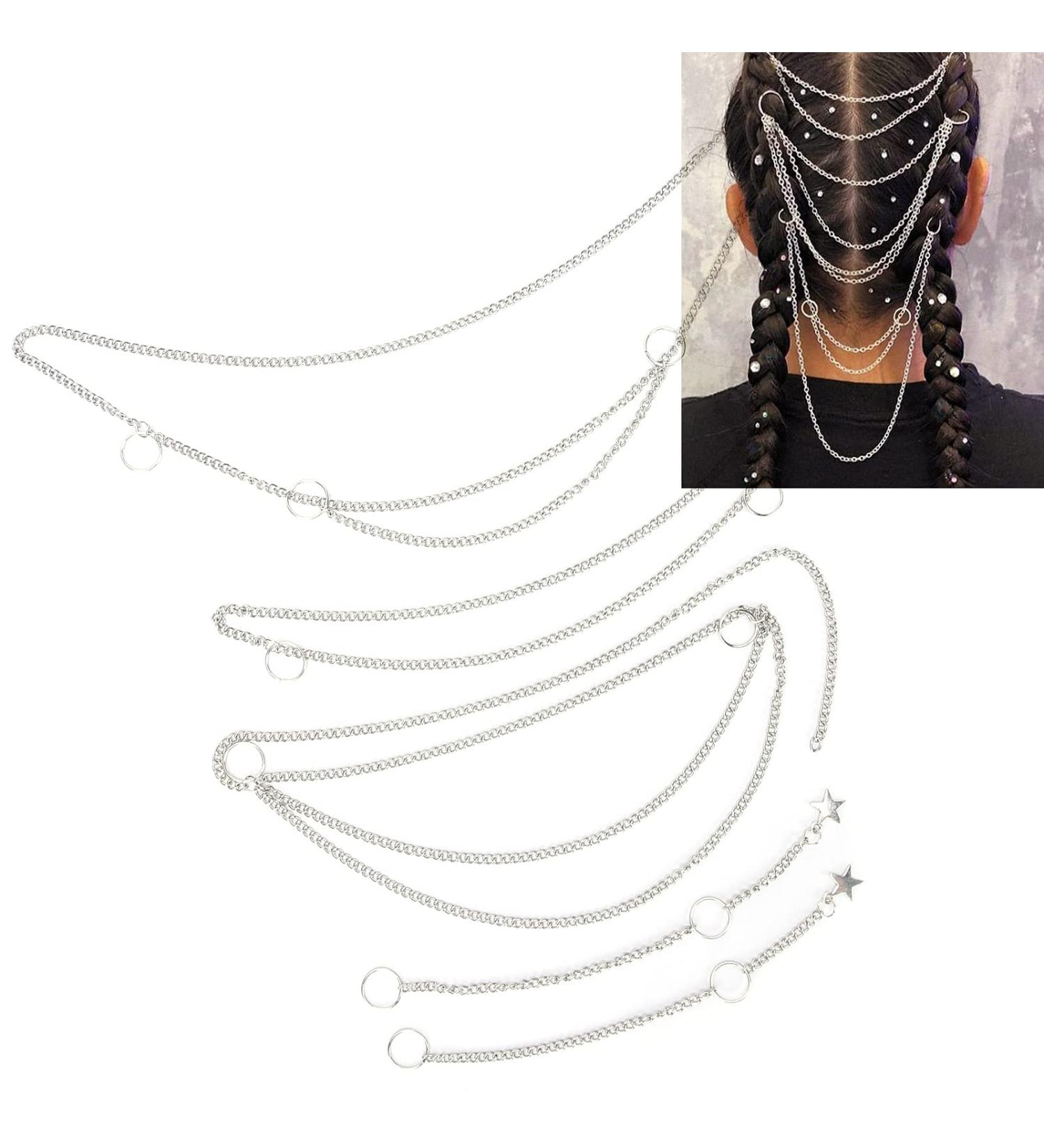 5PCS Hip Hop Punk Style Hair Braid Chain Rings | Hair Accessories for Women - Buy Online on GoSupps.com