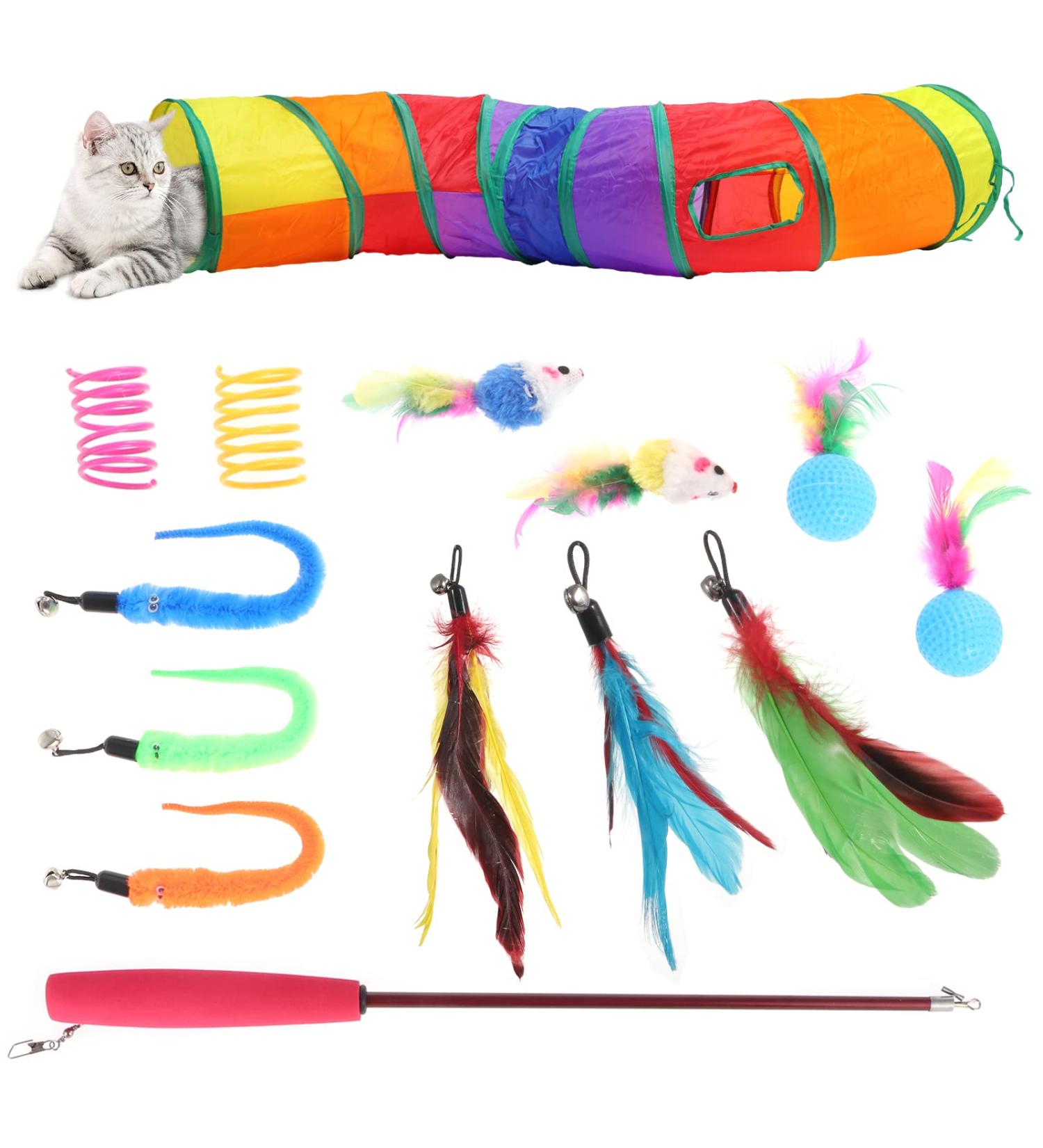 Fippy 14-Piece Cat Toys Set - Interactive Tunnels Balls & Plush Toys for Happy Kittens | International Shipping Available - Buy Online on GoSupps.com