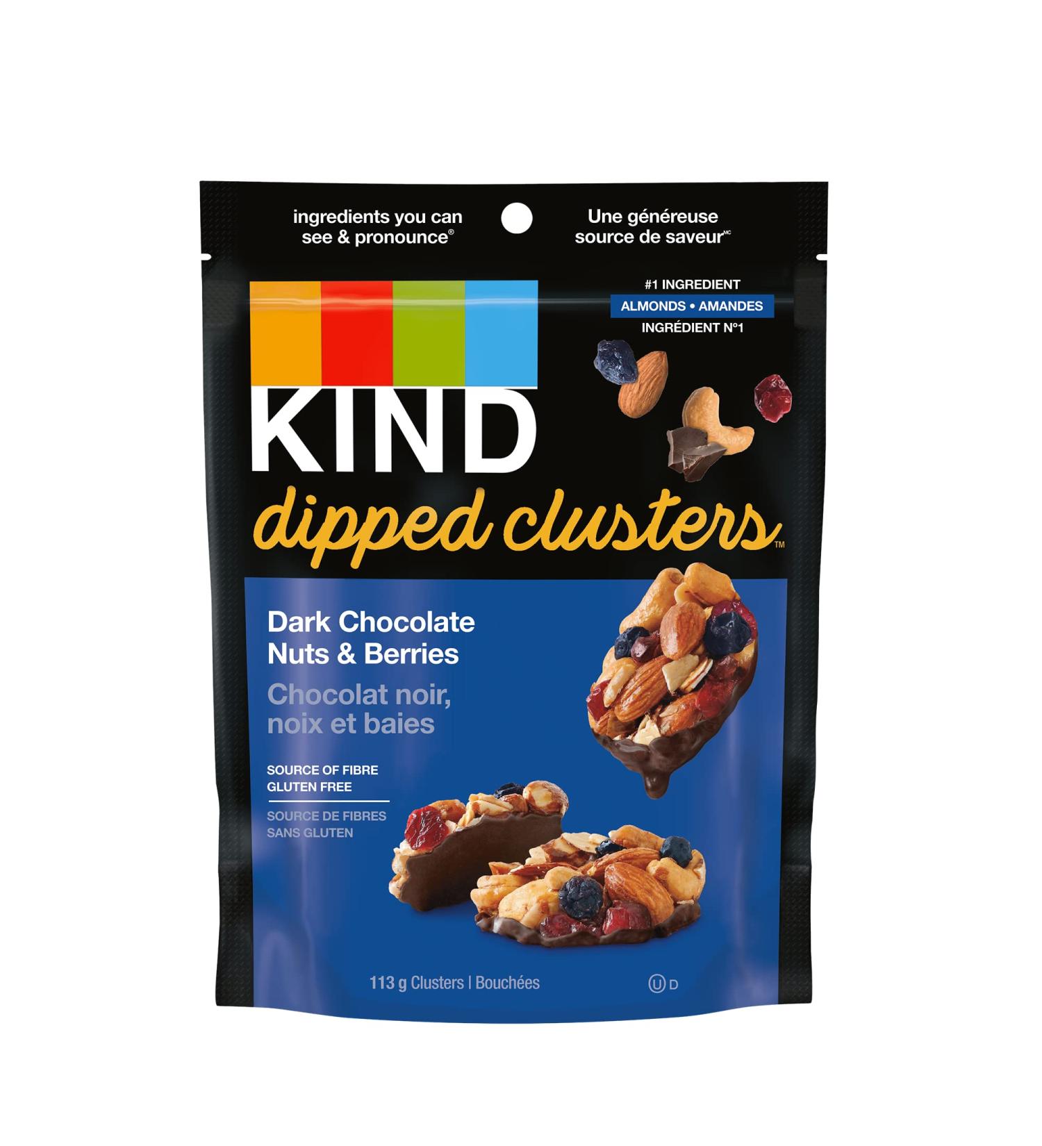 Du-Bro Products KIND Dipped Clusters Dark Chocolate Nuts and Berries Gluten Free Snacks 113g Bag brown Dark Chocolate Nuts & Berries - Buy Online on GoSupps.com