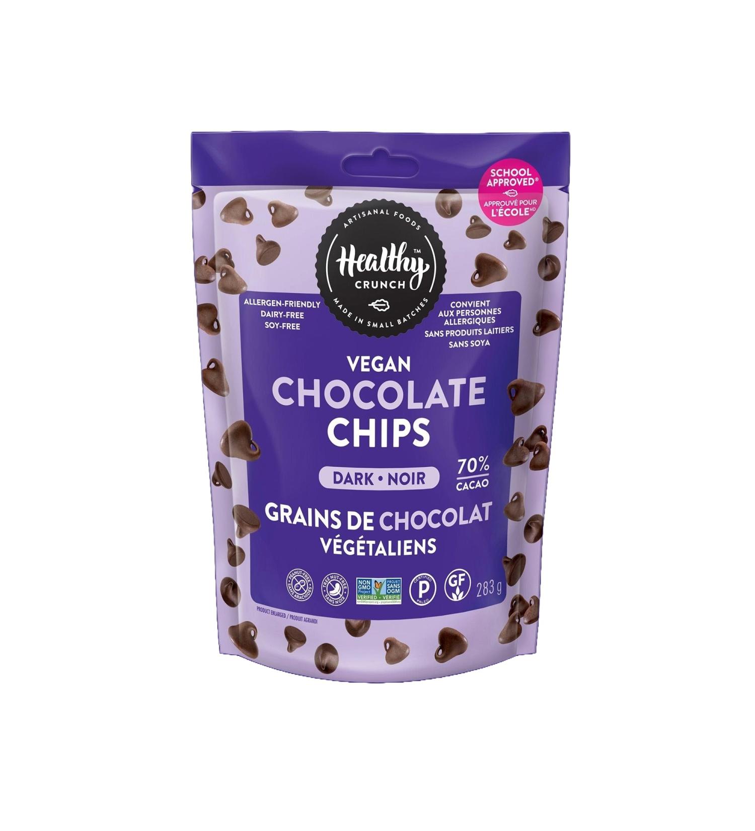 Healthy Crunch 70% Dark Chocolate Chips - 6 Units x 283 Grams - Dairy Free Chocolate Chips - Vegan Chocolate - High Protein Snacks - Nut Free - Organic Snacks - Healthy Snacks for Adults Dark Chocolate 70% - Buy Online on GoSupps.com