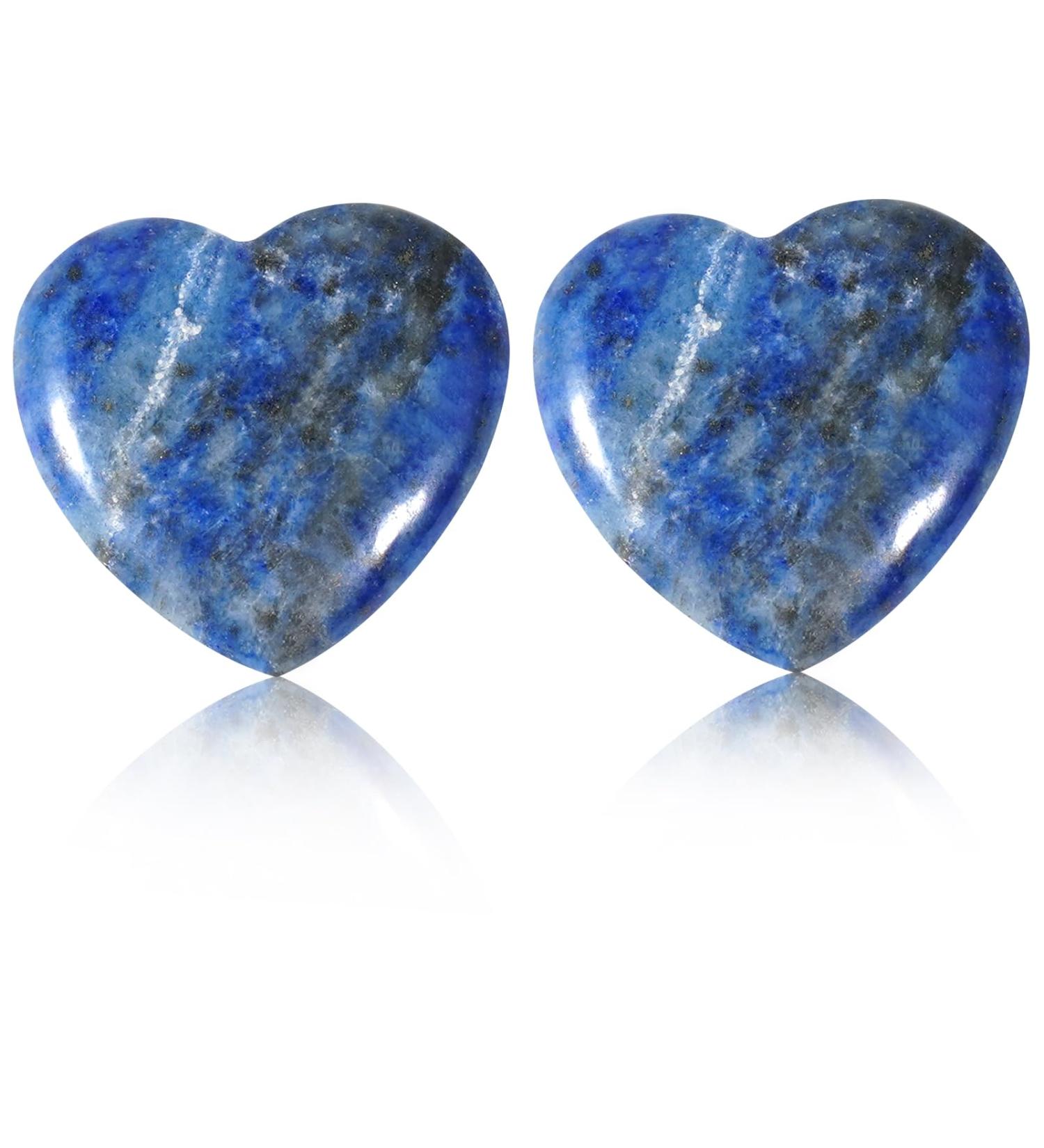 Soulful Healing Crystal Lapis Lazuli Heart Stones - 2Pcs 20mm Tumbled Worry Stones for Reiki Therapy and Stress Relief - Buy Online on GoSupps.com