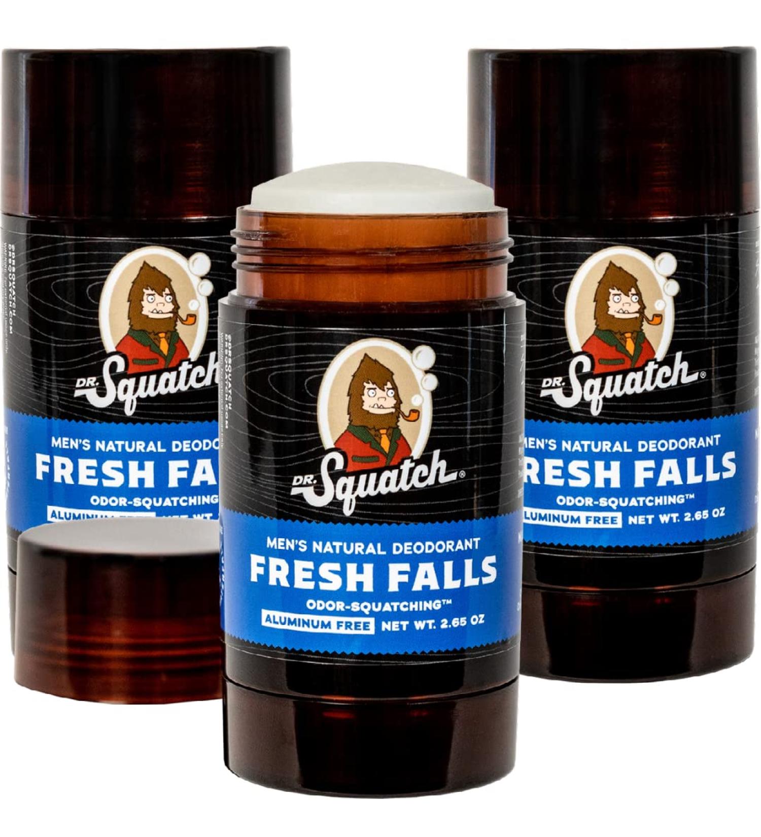 Dr. Squatch Natural Deodorant for Men 3 Pack Fresh Falls - Aluminum Free Men's Deodorant (2.65 oz x 3) - Buy Online on GoSupps.com