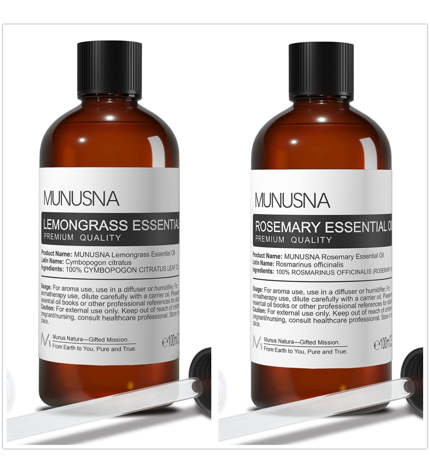 Lemongrass Essential Oil and Rosemary Essential Oil for Aromatherapy Diffusers Candle Soap Making - Buy Online on GoSupps.com